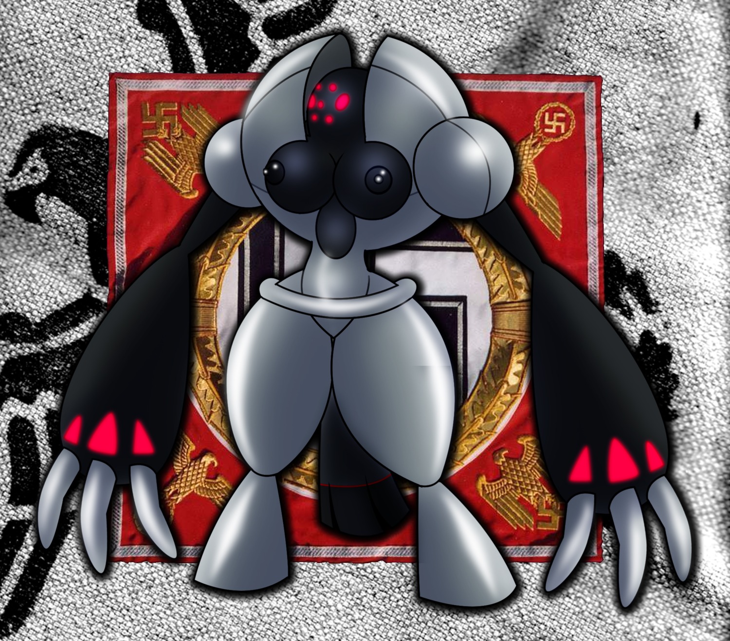 breasts color exposed_breasts female female_only front_view gb_of_bs nazi pokemon registeel rule34 solo standing
