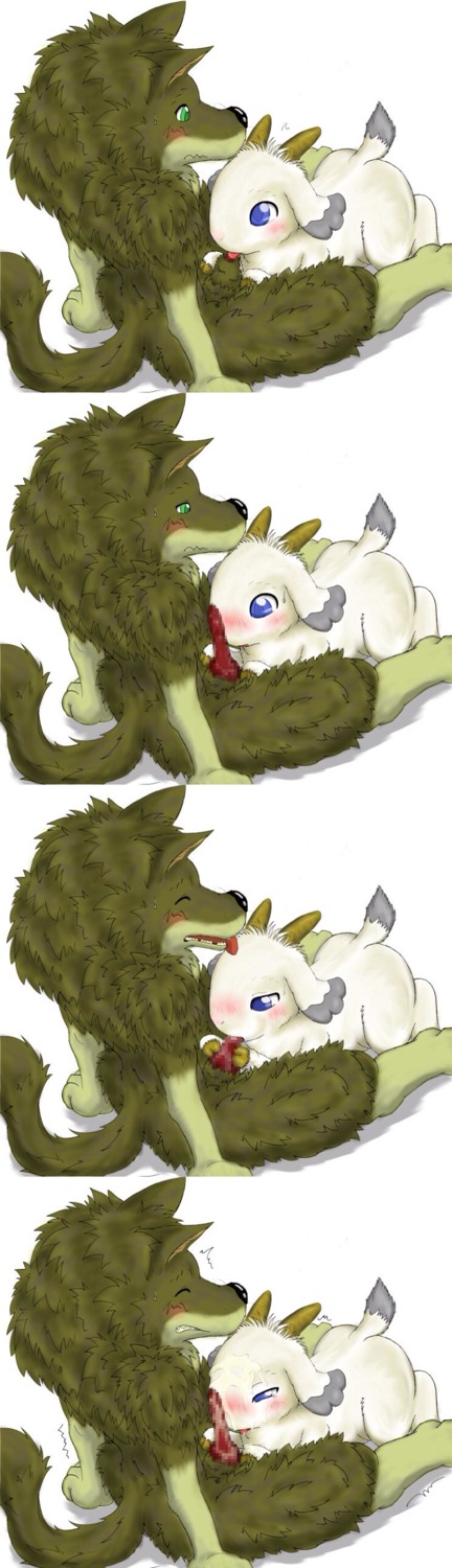 absurd_res animal_genitalia animal_penis blue_eyes blush bodily_fluids bovid brown_body brown_fur canid canine canine_genitalia canine_penis canis caprine censored cum cum_on_face cum_on_penis duo e621 erection fellatio fuddy fur gabu genital_fluids genitals goat green_eyes hi_res hooves horn interspecies knot licking love male male/male male_penetrated male_penetrating male_penetrating_male mammal mei_(one_stormy_night) one_stormy_night oral oral_penetration penetration penile penis penis_lick penis_tip predator/prey sex sheath shy tongue tongue_out white_body white_fur wolf