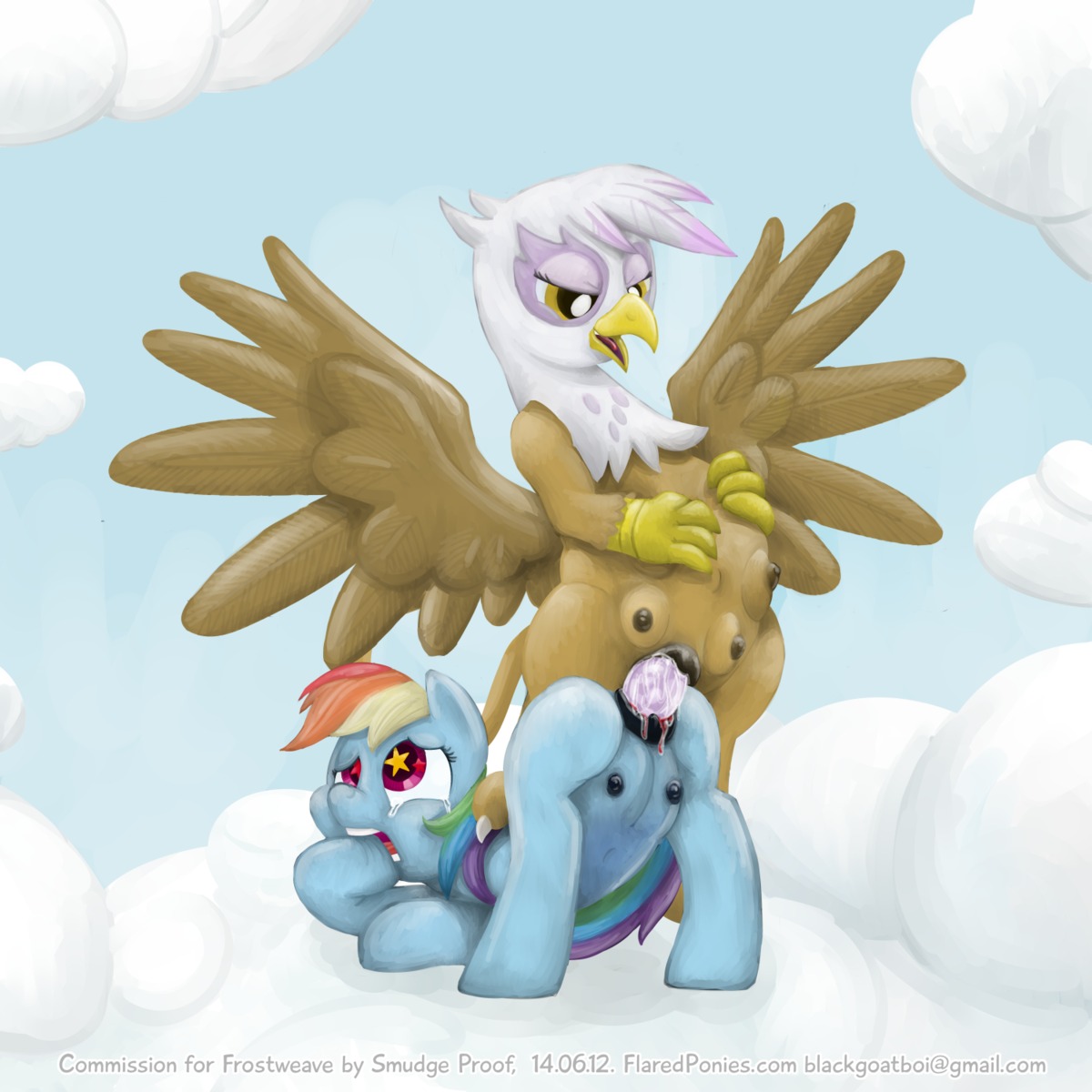 1:1 amber_eyes avian beak blood blue_body blue_fur bodily_fluids cloud defloration digital_media_(artwork) dominant duo e621 egg egg_bulge egg_in_vagina egg_insertion egg_play equid equine feathered_wings feathers female female/female female_feral female_virgin feral feral_on_feral forced friendship_is_magic fur gilda_(mlp) gryphon hair hasbro hi_res mammal multicolored_hair my_little_pony mythological_avian mythological_creature mythological_equine mythology open_mouth outside oviposition pegasus purple_eyes rainbow_dash_(mlp) rainbow_hair sky skyscape smudge_proof stated_virginity_in_description tail teats text transfer_birthing url vaginal_oviposition virgin wings