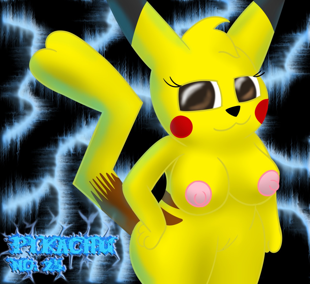anthro anthrofied big_breasts big_butt breasts butt chibi cleft_tail e621 female fur generation_1_pokemon genitals kintarothemouse mammal nintendo nipples pikachu pokemon pokemon_(species) pokemorph rodent solo tail vulva yellow_body yellow_fur