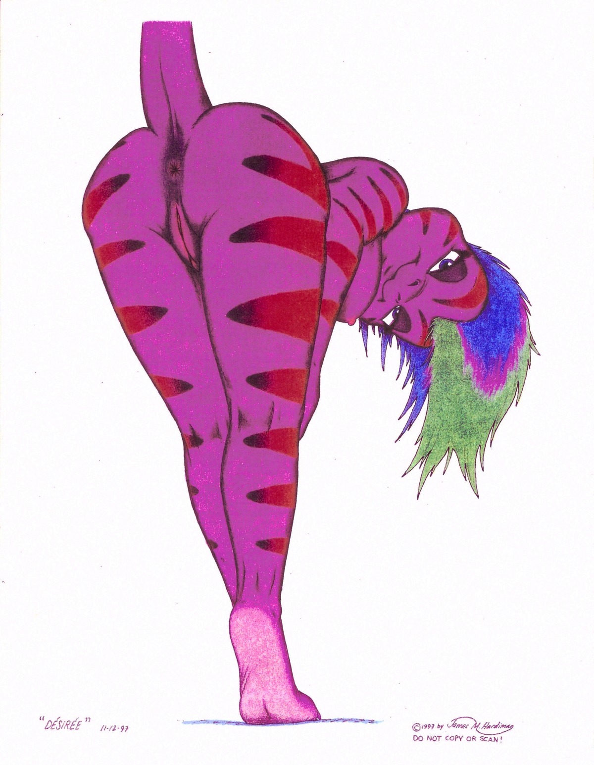 1997 absurd_res anthro anus biped breasts butt claws desiree_(jmh) e621 feet female genitals hi_res hindpaw james_m_hardiman lizard looking_at_viewer mooning non-mammal_breasts nude paws plump_labia presenting presenting_hindquarters raised_tail reptile scalie soles solo tail tail_anus toes vulva