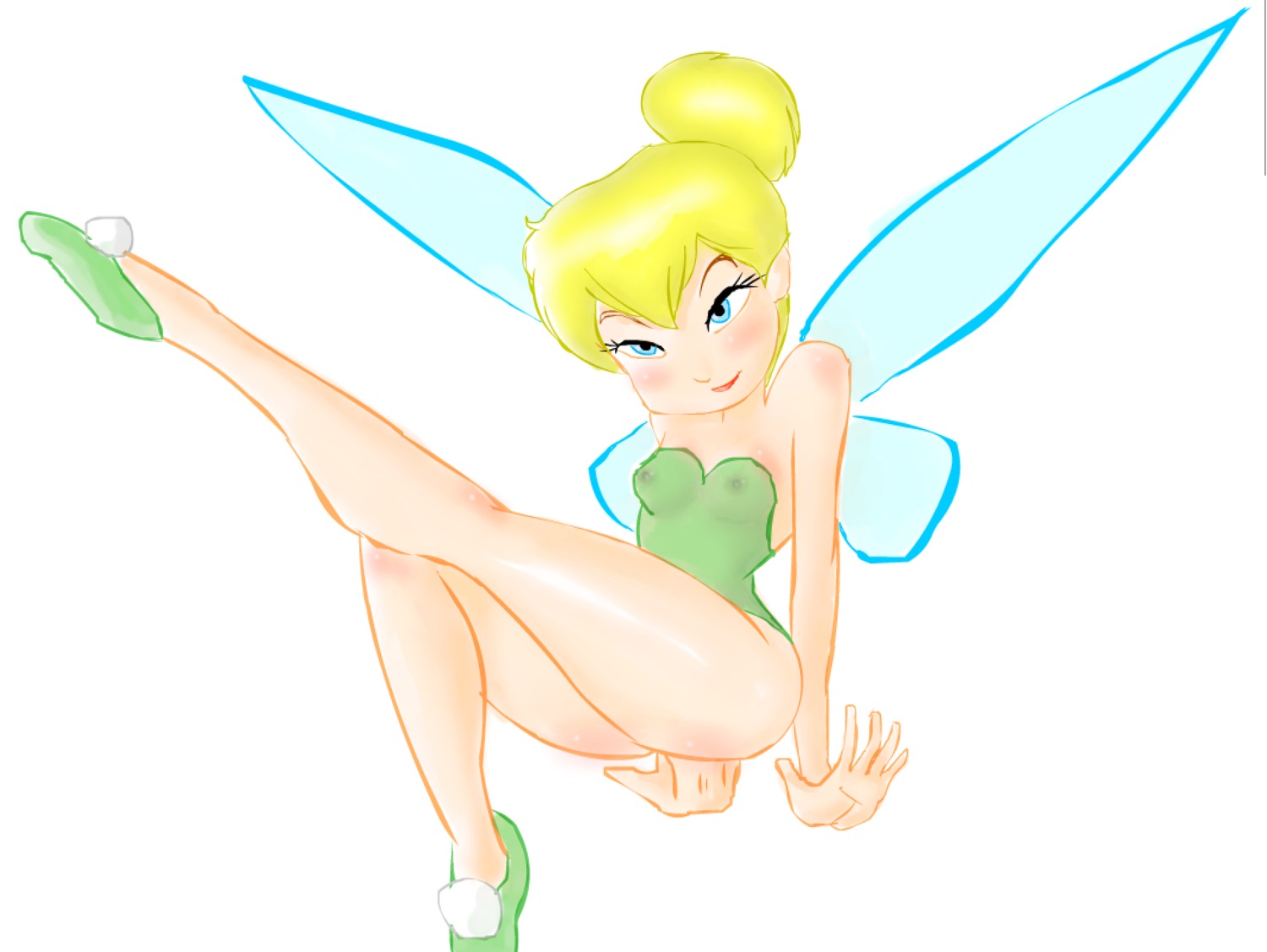 1girls disney disney_fairies fairy female gkg nipples peter_pan_(disney) rule34 solo tinker_bell wings