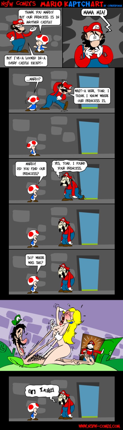 black_hair breasts captcha clothes color comic cucked_by_brother cuckold cybersp0nge facial_hair female hair hat humor indoors luigi male mario mario_(series) moustache multiple_males nintendo nipples nsfwcomix nude princess_peach rule34 sex straight super_mario_bros. toad_(mario)