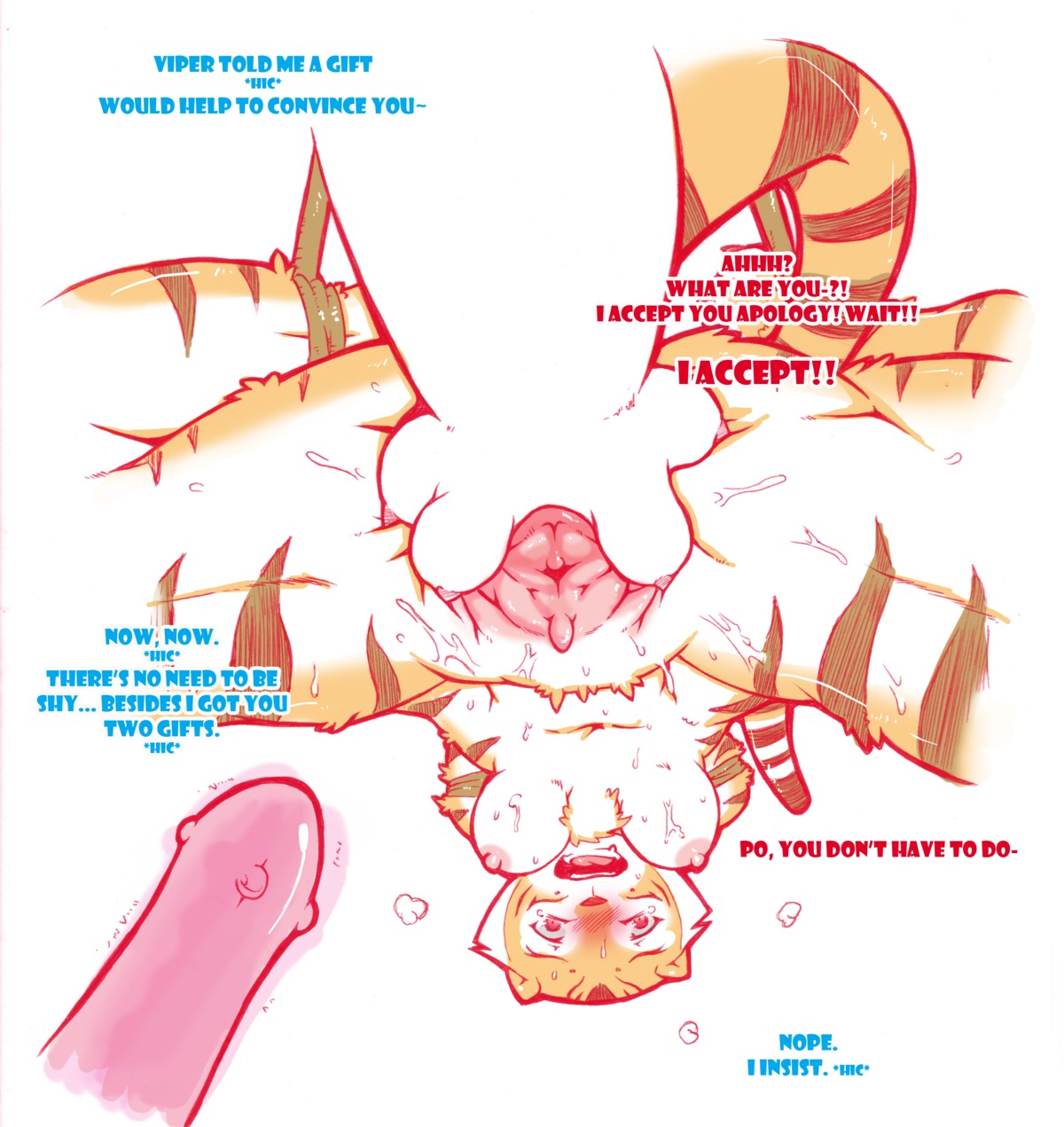 absurd_res anthro bear bodily_fluids breasts clitoris cold-blooded-twilight comic cum domestic_cat dreamworks duo e621 english_text felid feline felis female forced genital_fluids genitals giant_panda hi_res kung_fu_panda mammal master_po_ping master_tigress nipples nude pantherine pink_nipples rape sex simple_background spread_vulva spreading stripes tail text tiger vulva white_background