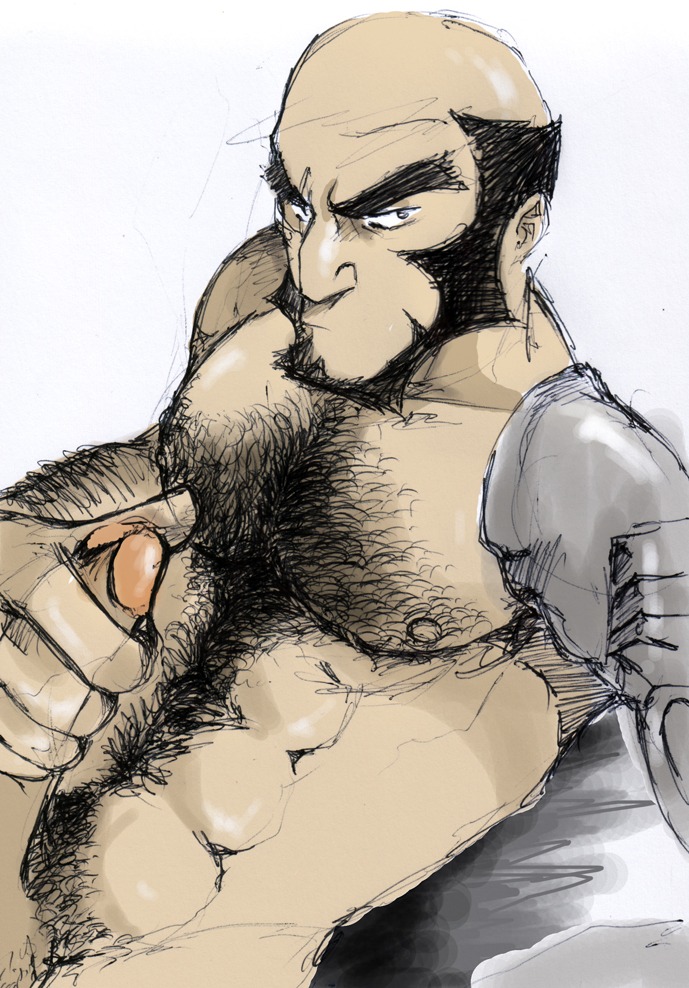 abs balls bara beard cowboy_bebop daddy hairy jet_black male male_only rule34 tagme white_background yaoi