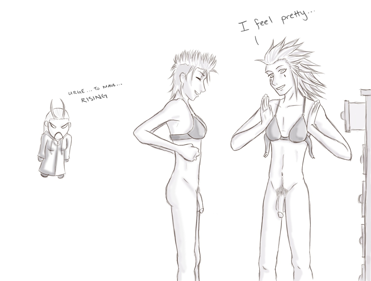 axel_(kingdom_hearts) demyx disney kingdom_hearts male male_only monochrome nobody_(kingdom_hearts) penis rule34 square_enix tagme