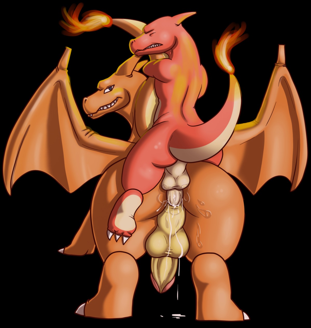 2014 3_toes all_fours anal anal_penetration anthro anthro_on_feral anus backsack balls bestiality black_background blue_eyes bodily_fluids charizard charmeleon claws cum cum_in_ass cum_inside cum_on_balls cum_on_ground digitigrade dragon dripping duo e621 erection evolutionary_family eyes_closed feet feral feral_penetrated fire flaming_tail from_behind_position generation_1_pokemon genital_fluids genitals hi_res horn humanoid_genitalia humanoid_penis larger_penetrated larger_sub lizard looking_at_viewer looking_back male male/male male_anthro male_feral male_on_anthro male_on_bottom male_on_top male_penetrated male_penetrating male_penetrating_male membrane_(anatomy) membranous_wings mukihyena mythological_creature mythological_scalie mythology nintendo nude on_bottom on_top on_top_of orange_body orange_penis orange_skin penetration penis perching_position pokemon pokemon_(species) raised_tail reptile scalie sex sharp_teeth simple_background size_difference small_top_big_bottom submissive tail tail_embrace tail_grab tail_grapple tail_hug teeth thick_tail toes wings