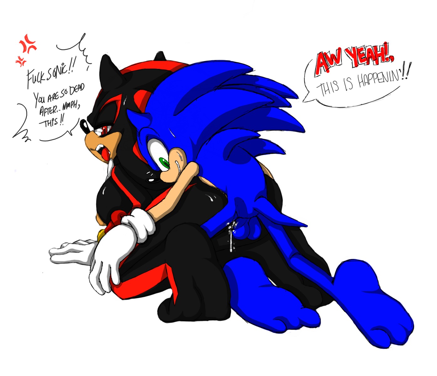 annoyed anthro balls barefoot black_body black_fur blue_hair bodily_fluids breasts crossgender cum cum_in_vagina cum_inside duo e621 english_text erect_nipples eulipotyphlan feet female forced fur genital_fluids genitals green_eyes hair happy hedgehog hi_res male male/female mammal nipples open_mouth orgasm red_eyes red_hair sega shadow_the_hedgehog sonic_the_hedgehog sonic_the_hedgehog_(series) sweat tail text tongue unknown_artist vulva