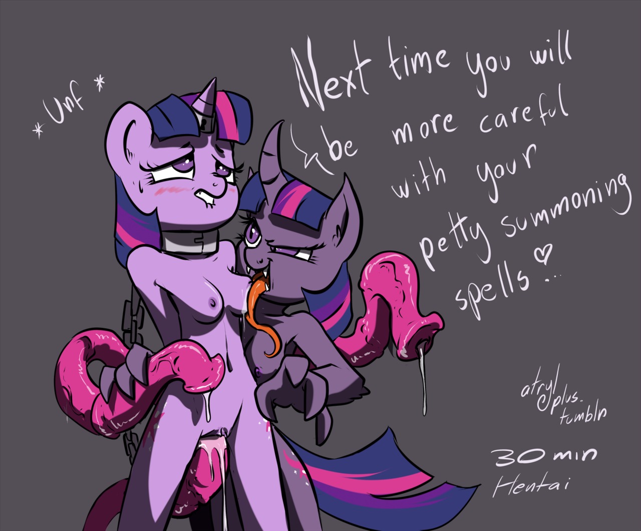 2012 anthro anthrofied atryl bite biting_lip biting_own_lip blush bodily_fluids breast_lick breast_play breasts chain clitoris collar cum cum_in_vagina cum_inside cutie_mark dialogue digital_media_(artwork) dripping duo e621 english_text equid equine female female/female friendship_is_magic fur genital_fluids genitals hair hasbro horn inner_ear_fluff licking lips long_tongue magic_inhibitor mammal multicolored_hair my_little_pony mythological_creature mythological_equine mythology nipples nude penetration penis_tentacles purple_body purple_eyes purple_fur purple_hair saliva self_bite sex simple_background tail tentacle_sex tentacles text tongue tongue_out tuft twilight_sparkle_(mlp) two_tone_hair unicorn vaginal vaginal_penetration vulva