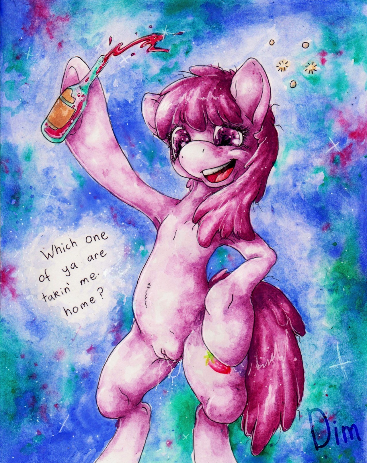 2012 alcohol anthro anthrofied berry_punch_(mlp) beverage bodily_fluids cutie_mark dimwitdog drunk e621 earth_pony equid equine female feral food friendship_is_magic genital_fluids genitals hair hasbro hi_res horse mammal my_little_pony nude open_mouth pony purple_eyes purple_hair solo substance_intoxication tail vaginal_fluids vulva wet