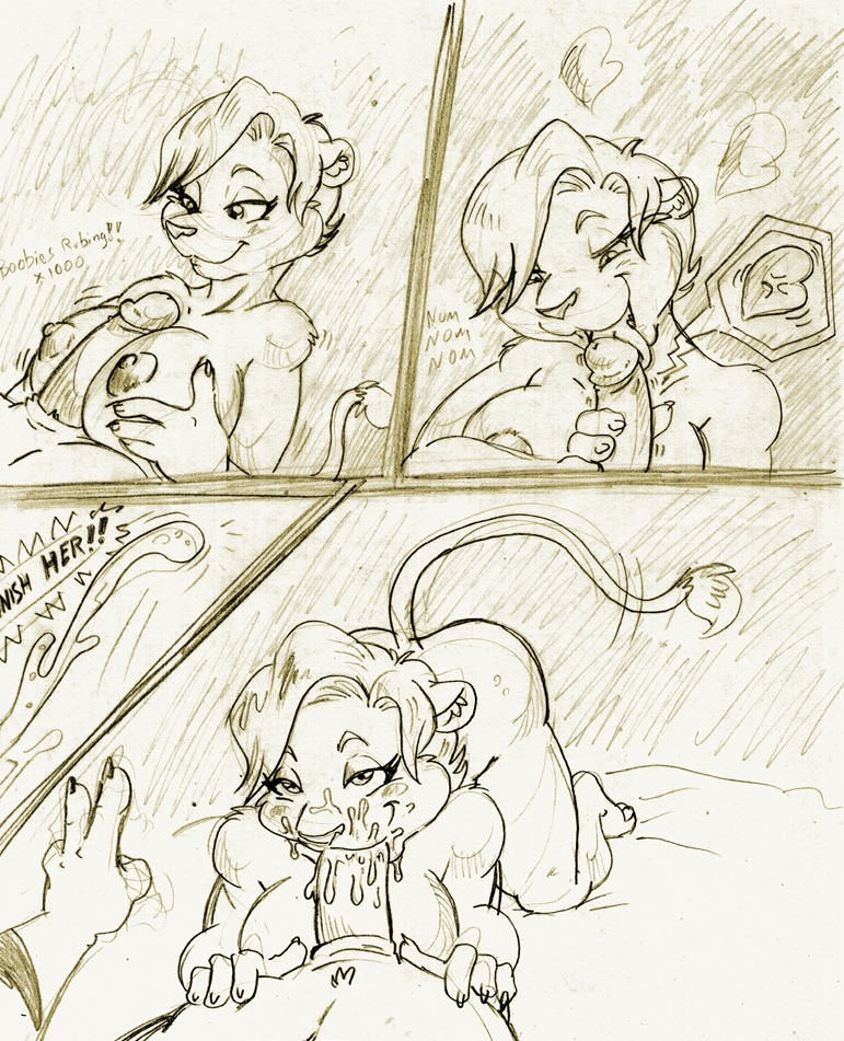 anthro anthro_on_anthro big_breasts bodily_fluids breast_play breasts comic cum cum_in_mouth cum_inside cum_on_face cumshot dripping duo e621 ejaculation english_text erection exclamation_point eyebrows eyelashes felid fellatio female female_penetrated first_person_view foreskin fur genital_fluids genitals graphite_(artwork) hair half-closed_eyes hazel_weiss heart_symbol humanoid_genitalia humanoid_penis licking lion lonbluewolf looking_at_viewer looking_down male male/female male_penetrating male_penetrating_female male_pov mammal monochrome nails narrowed_eyes nipples nom nude open_mouth oral oral_penetration orgasm pantherine penetrating_pov penetration penile penis penis_lick raised_tail sepia sex sketch speech_bubble tail teasing text titfuck tongue tongue_out traditional_media_(artwork) trigger
