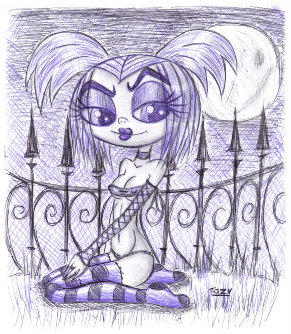 breasts clothing creepie_creecher female female_only growing_up_creepie huge_eyes huge_head human monochrome rule34 side_view sitting solo tagme toony