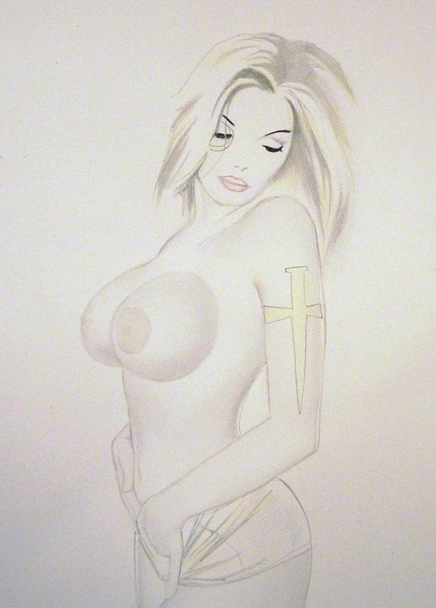 big_breasts blonde_hair breasts cloak_and_dagger dagger_(marvel) eyes_closed female large_breasts marvel marvel_comics medium_breasts nipples rule34 short_shorts shorts superheroine tandy_bowen topless