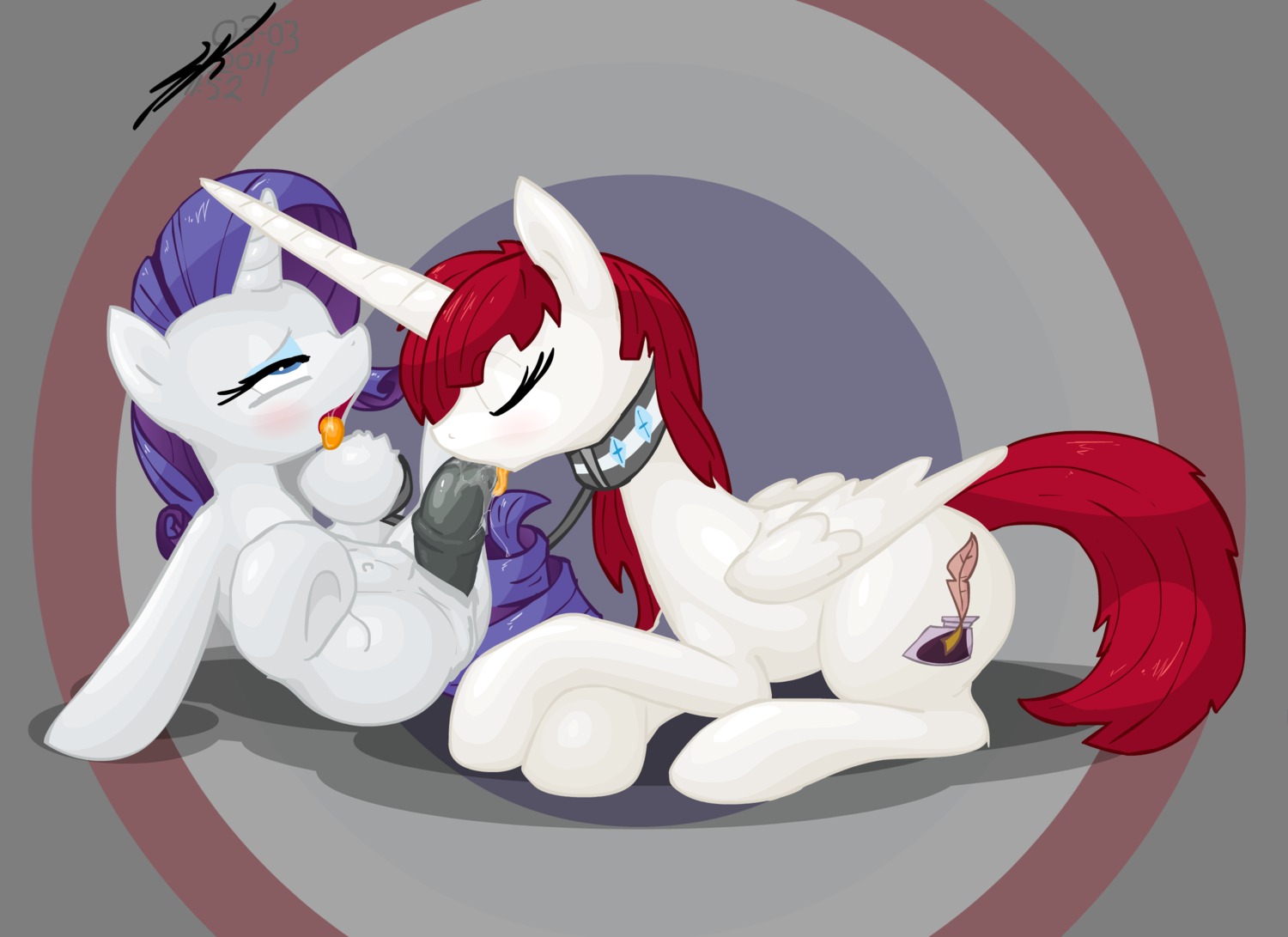 11:8 2014 alpha_channel animal_genitalia animal_penis blue_eyes bodily_fluids collar cum cutie_mark dominant dominant_gynomorph dominant_intersex duo e621 equid equine equine_genitalia equine_penis erection eyes_closed feathered_wings feathers fellatio female feral friendship_is_magic fur genital_fluids genitals gynomorph gynomorph/female gynomorph_penetrating hair half-closed_eyes hasbro hi_res horn intersex intersex/female intersex_penetrating lauren_faust leash long_hair mammal my_little_pony mythological_creature mythological_equine mythology narrowed_eyes open_mouth oral oral_penetration pedrohspacewolfy penetration penile penis purple_hair rarity_(mlp) sex spread_legs spreading submissive tongue tongue_out unicorn white_body white_fur winged_unicorn wings