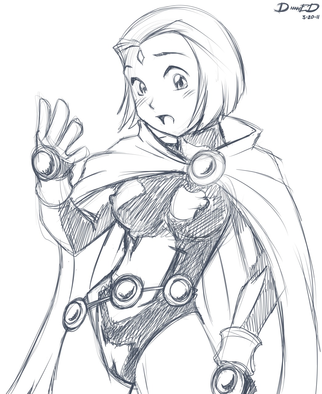 black_and_white blush breasts dc dc_comics erect_nipples female goth nipples open_mouth rachel_roth raven_(dc) rule34 signature straight_hair teen_titans text