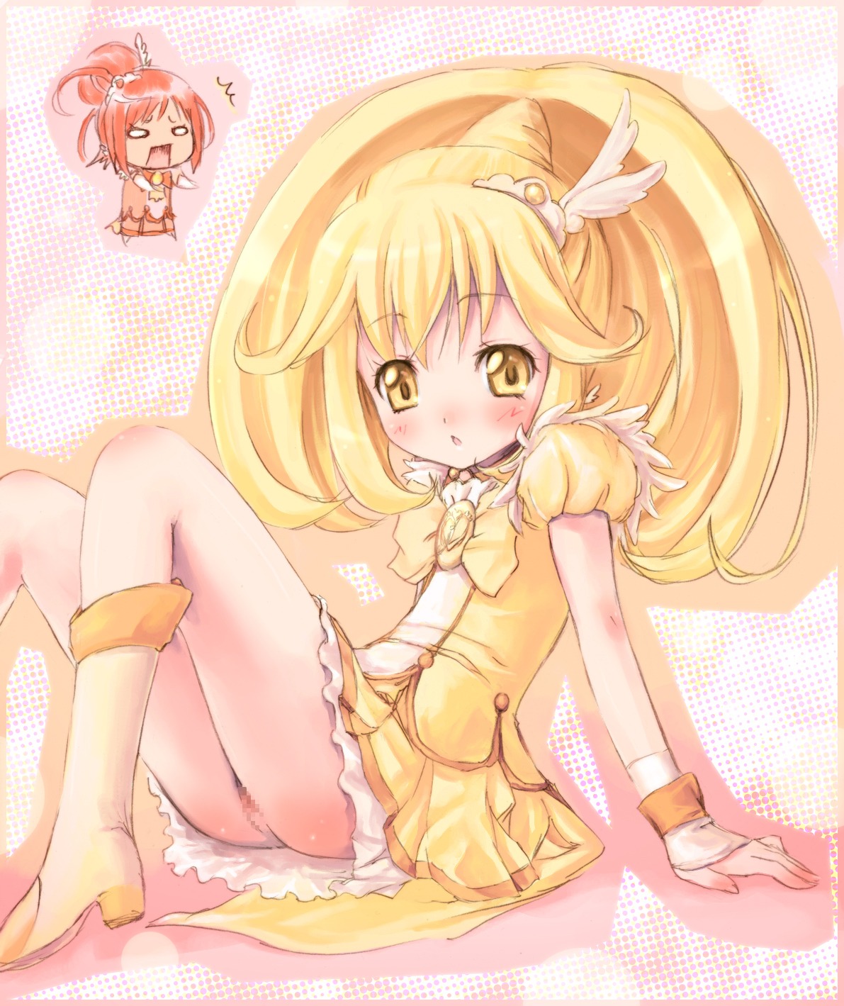 blush censored clothing cure_peace cure_sunny dress female hino_akane pokomi precure pretty_cure rule34 smile_precure tagme yayoi_kise