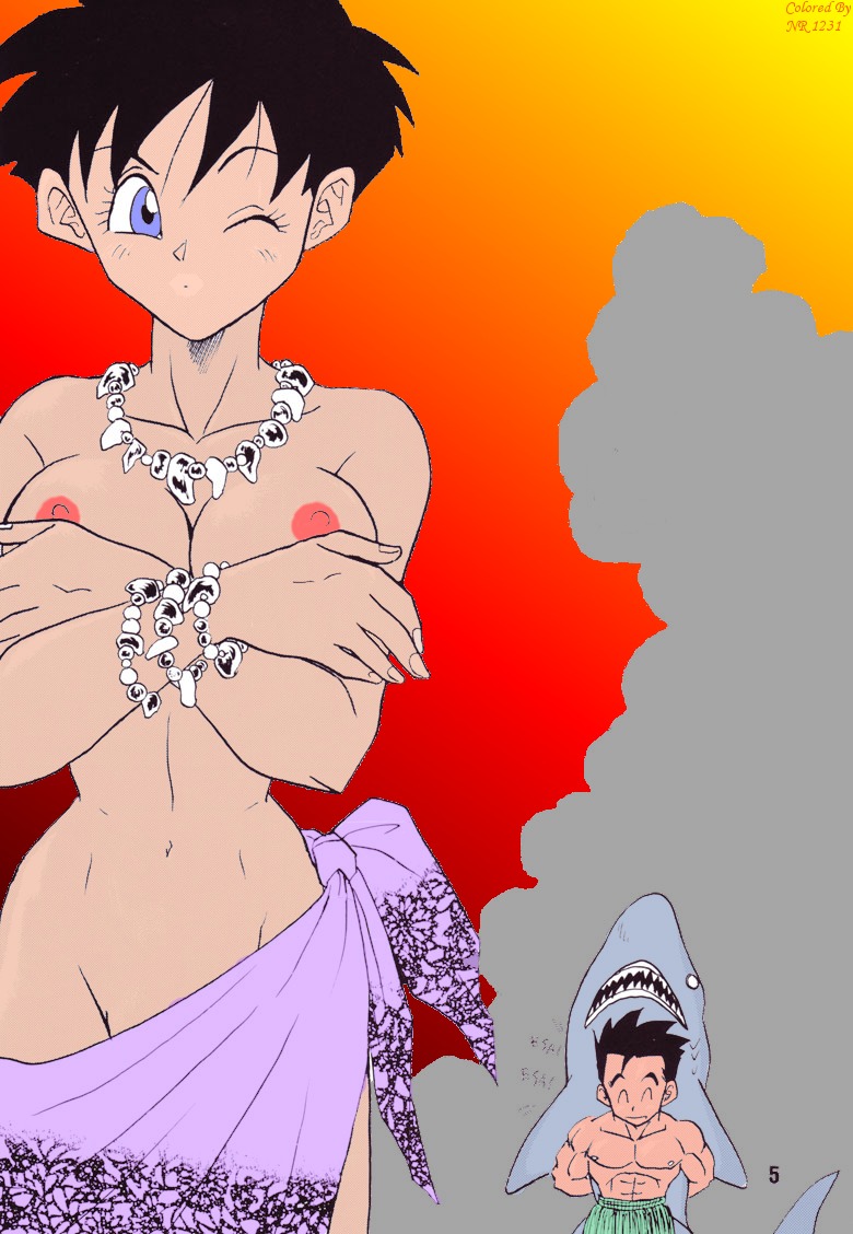 1boy 1girls dragon_ball dragon_ball_z female female_focus male nr1231 rule34 son_gohan straight_hair videl