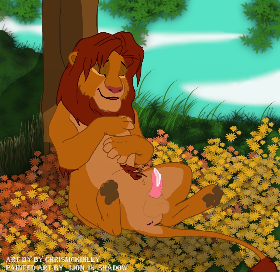 anus balls bodily_fluids chris_mckinley cum disney e621 erection eyes_closed felid feral genital_fluids genitals greenlion lion male mammal pantherine penis simba_(the_lion_king) sleeping solo the_lion_king