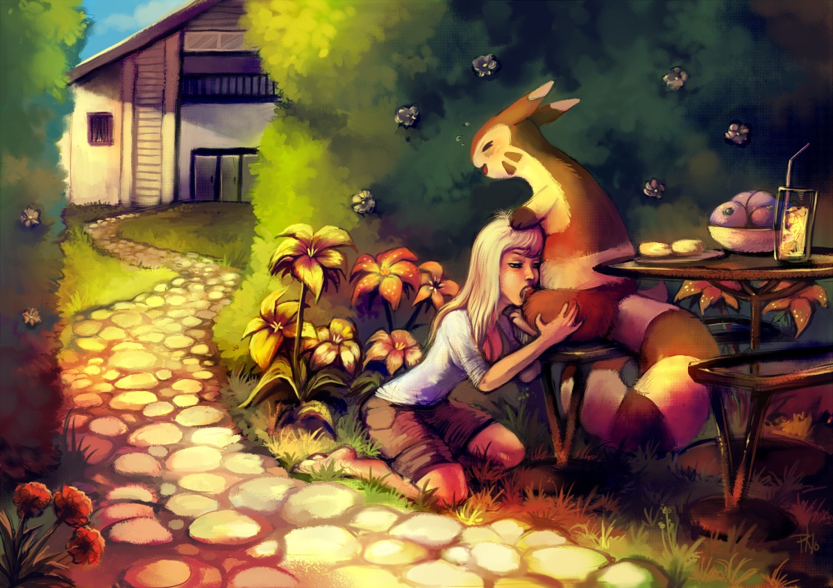 2010 clothes color day fellatio female feral fur furret human humanoid insertion interspecies kneeling male nude oral outdoors penis pokemon pokephilia purplekecleon rule34 side_view sitting straight