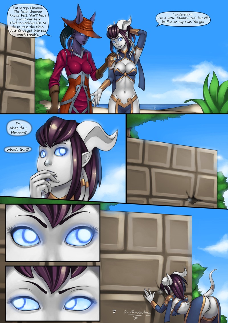 areola areola_slip armor beach blizzard_entertainment blue_eyes bottomless bottomwear breasts butt clothed clothing cloud comic dialogue draenei drgraevling duo e621 english_text female genitals glowing glowing_eyes hat headgear headwear horn horned_humanoid humanoid humanoid_pointy_ears jewelry looking_at_another monara navel not_furry outside peeping plant pointy_ears purple_body purple_skin raised_tail robe seaside skirt sky tail tailed_humanoid tentacles text unconvincing_armor vulva warcraft white_body white_skin