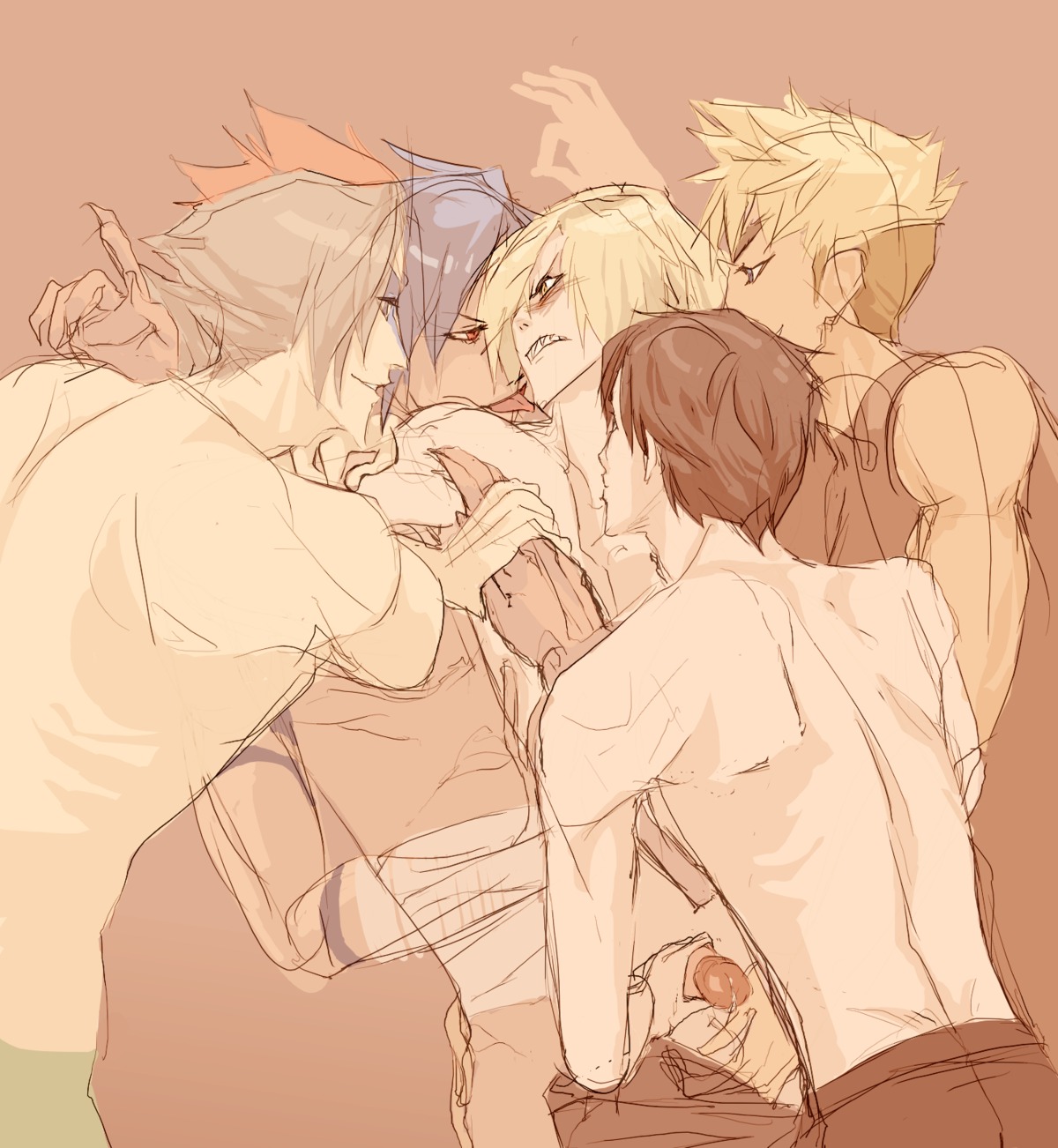 5boys cytomander fivesome four_on_one gay group_sex handjob kamina kittan_bachika male male_only malesub multiple_boys multiple_males nude penis rule34 struggle tengen_toppa_gurren_lagann undressing viral yaoi