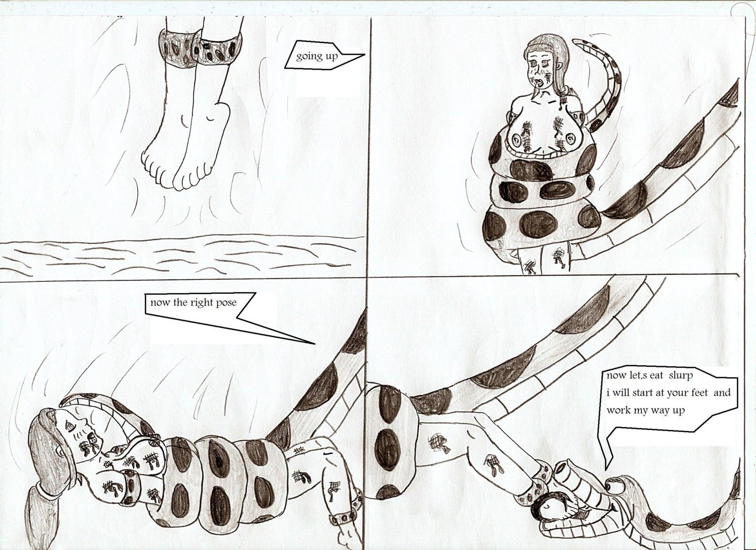 comic disney female jking kaa monochrome nipples rule34 shanti sketch snake snake_vore the_jungle_book vore