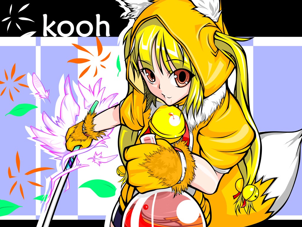 4:3 animal_costume blonde_hair clothed clothing dipstick_tail e621 fake_cat_ears fake_ears fake_tail female fox_tail gloves grandfathered_content hair handwear human human_only kooh mammal markings not_furry pangya pigtails red_eyes shopped smile solo tail tail_markings third-party_edit unknown_artist wallpaper