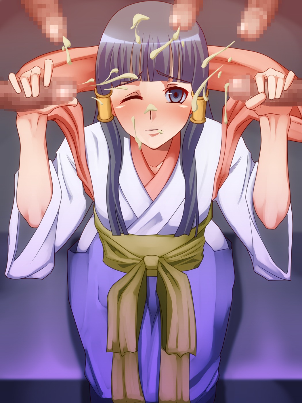 1girls 5boys air_hike bleach censored cum ejaculation female fully_clothed handjob kinoshita_(air_hike) male male/female rule34 tagme tobiume unseen_male_face zanpakutou_spirit