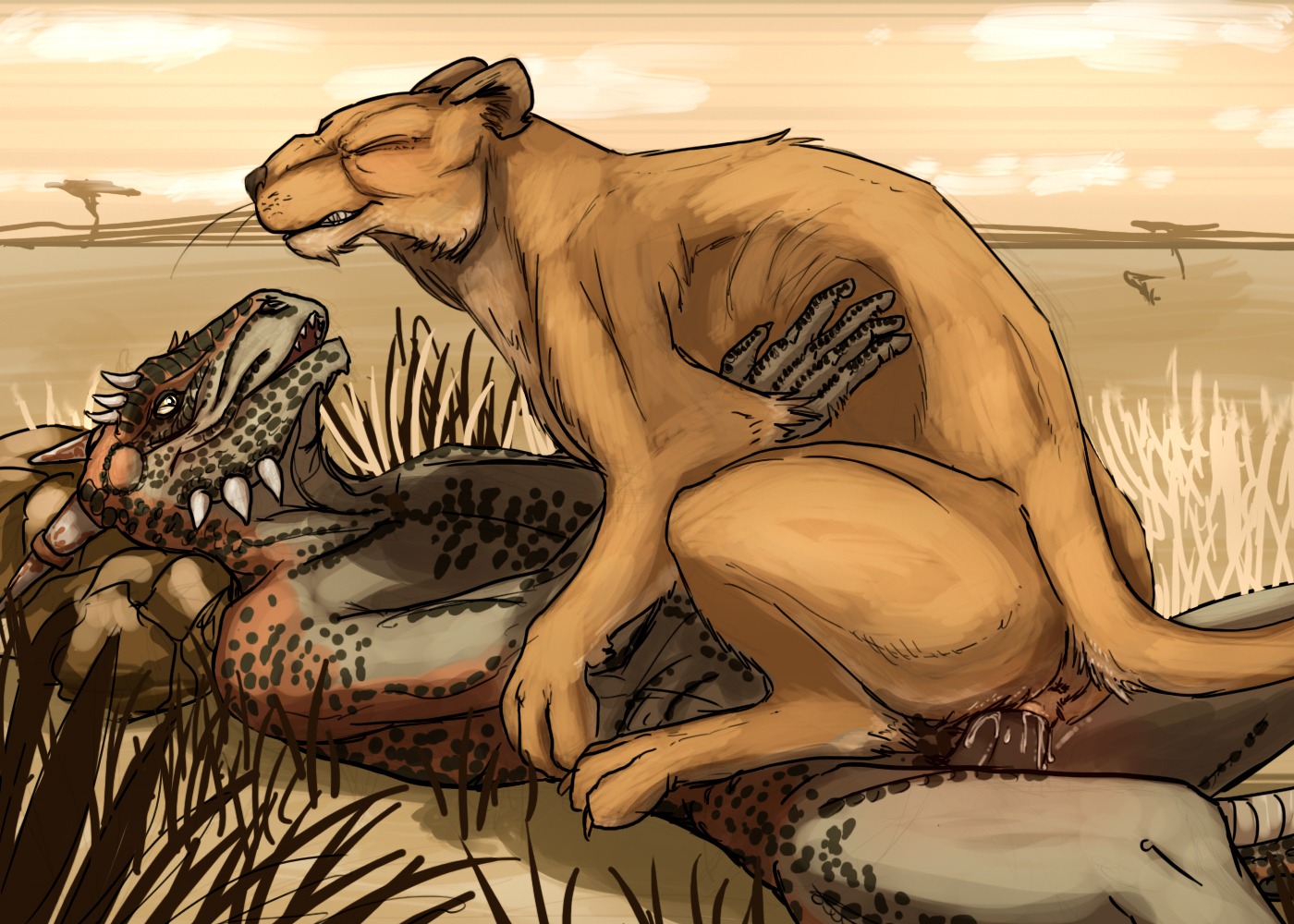 anthro anthro_on_feral anthro_penetrating anthro_penetrating_feral argonian bestiality bethesda_game_studios biped clenched_teeth cowgirl_position digitigrade duo e621 erection eyes_closed felid female female_feral female_on_anthro female_on_top female_penetrated feral feral_penetrated from_front_position genitals horn interspecies lion lying male male/female male_on_bottom male_on_feral male_penetrating male_penetrating_female mammal microsoft nude on_back on_bottom on_top outside pantherine penetration penile penile_penetration penis penis_in_vagina quadruped reverse_missionary_position scalie sex sky skyrim straddling syrinoth tail teeth the_elder_scrolls vaginal vaginal_penetration vulva