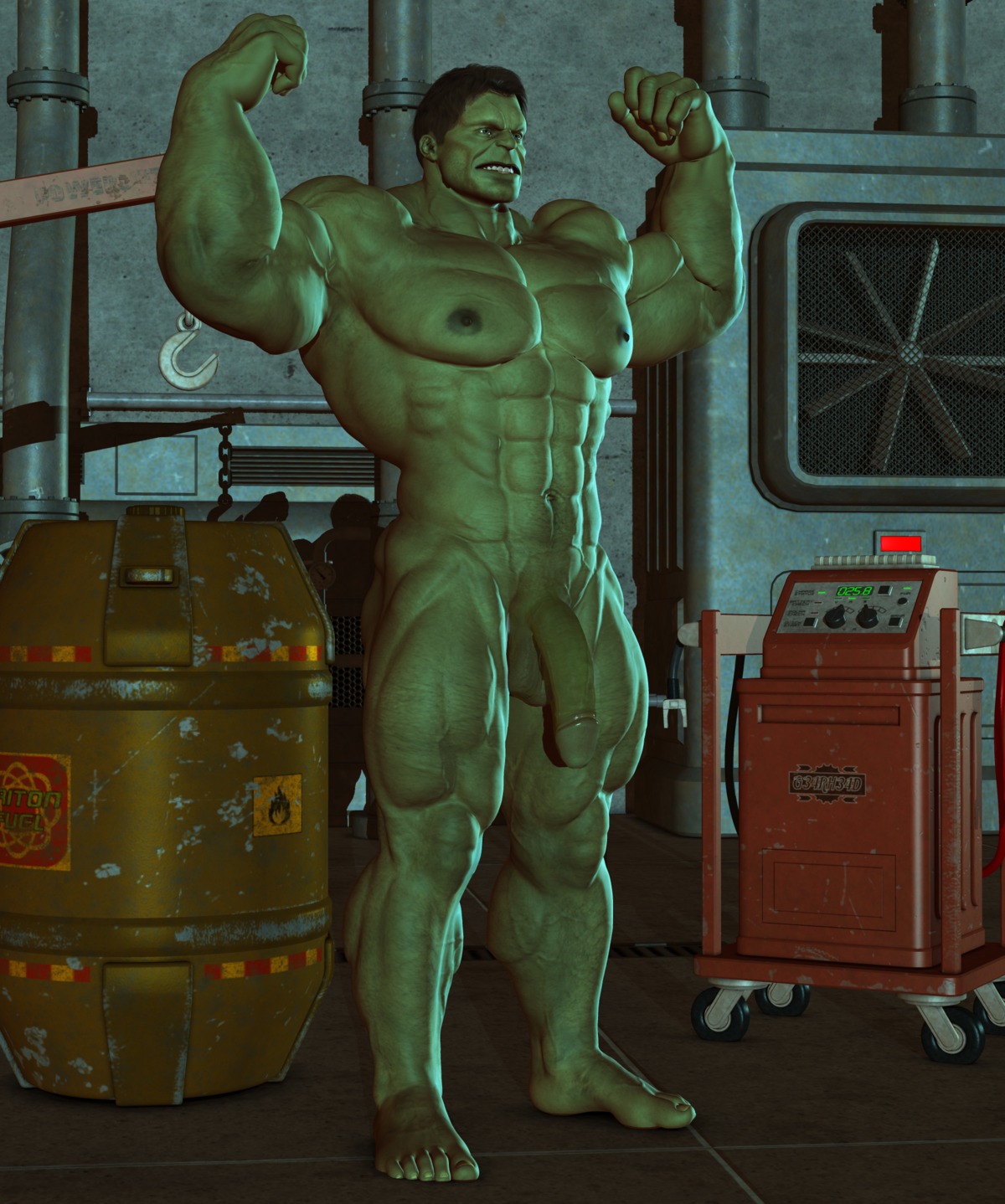 3d barefoot feet green_skin huge_cock hulk male male_only marvel marvel_comics penis rule34 solo yolco