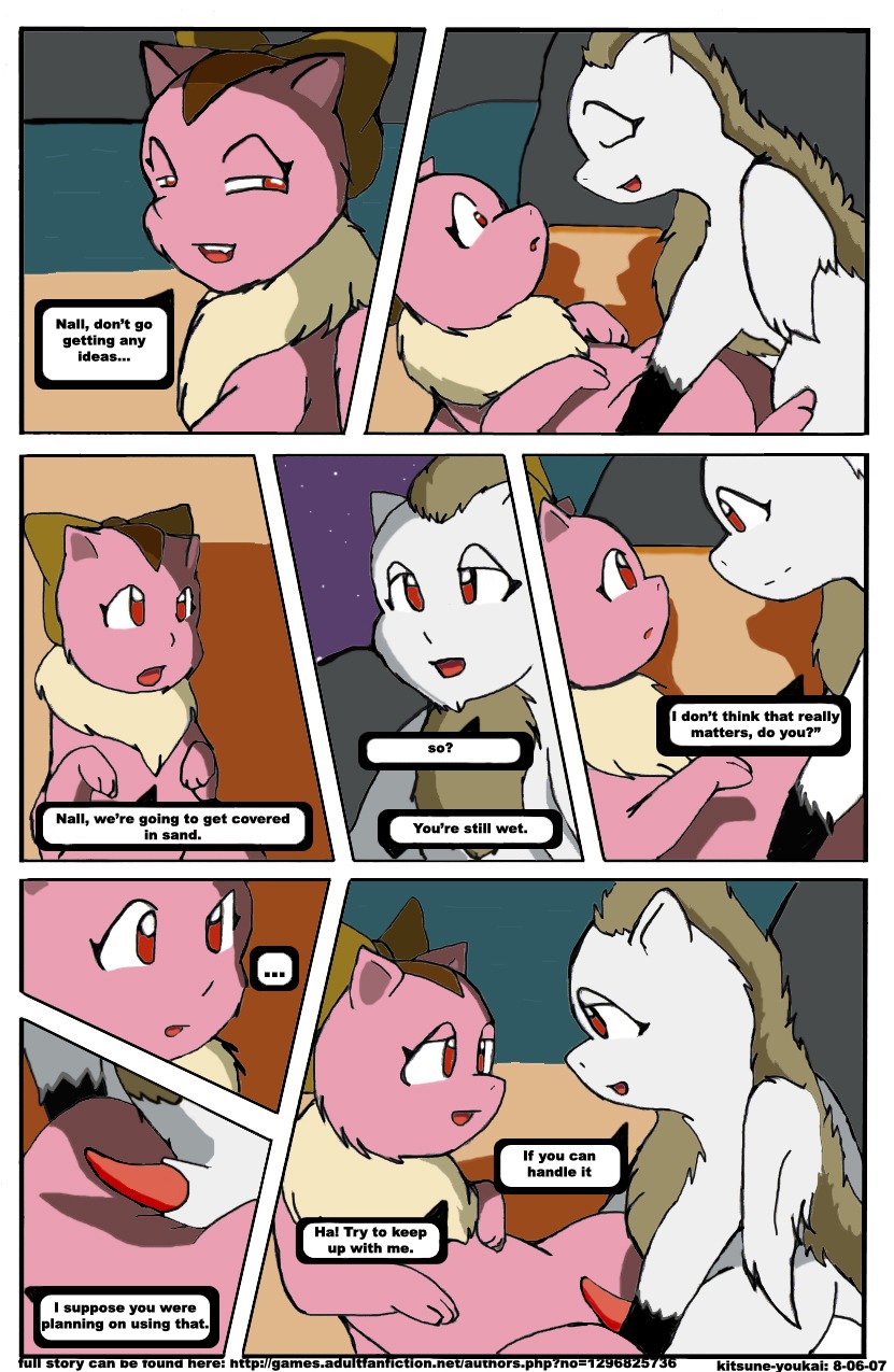 1boy 1girls comic duo english_text erection female feral lunar_2:_eternal_blue male nall penis ruby_(lunar) rule34 straight text