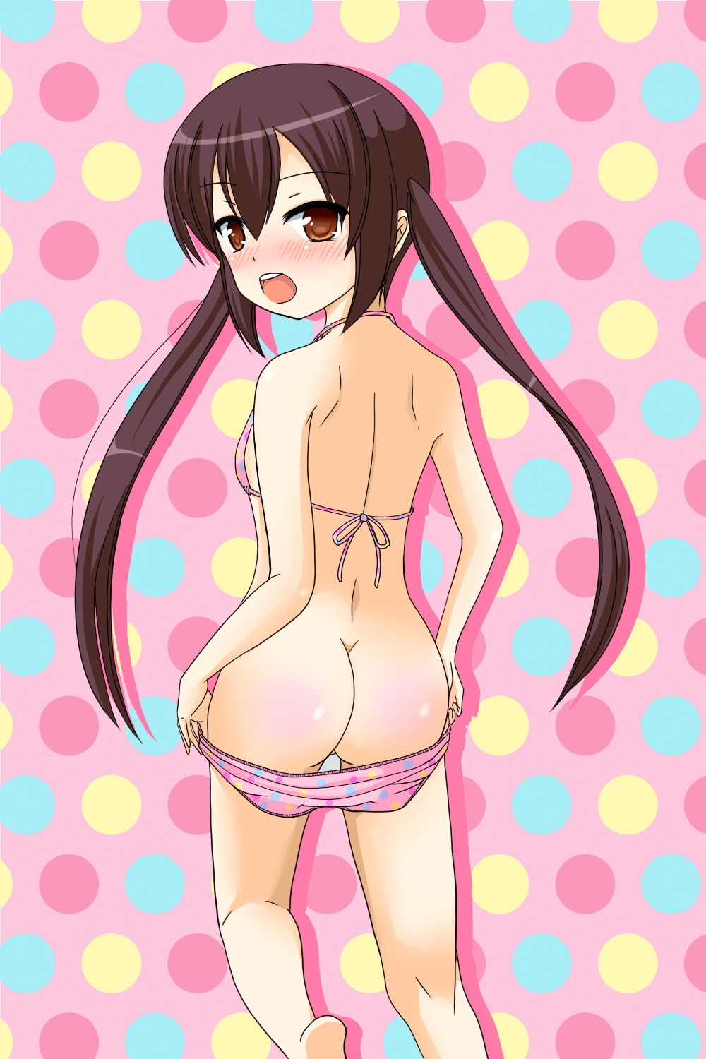 ass azusa_nakano_(k-on!) brown_eyes brown_hair female female_only human human_only k-on! long_hair open_mouth rule34 solo tagme