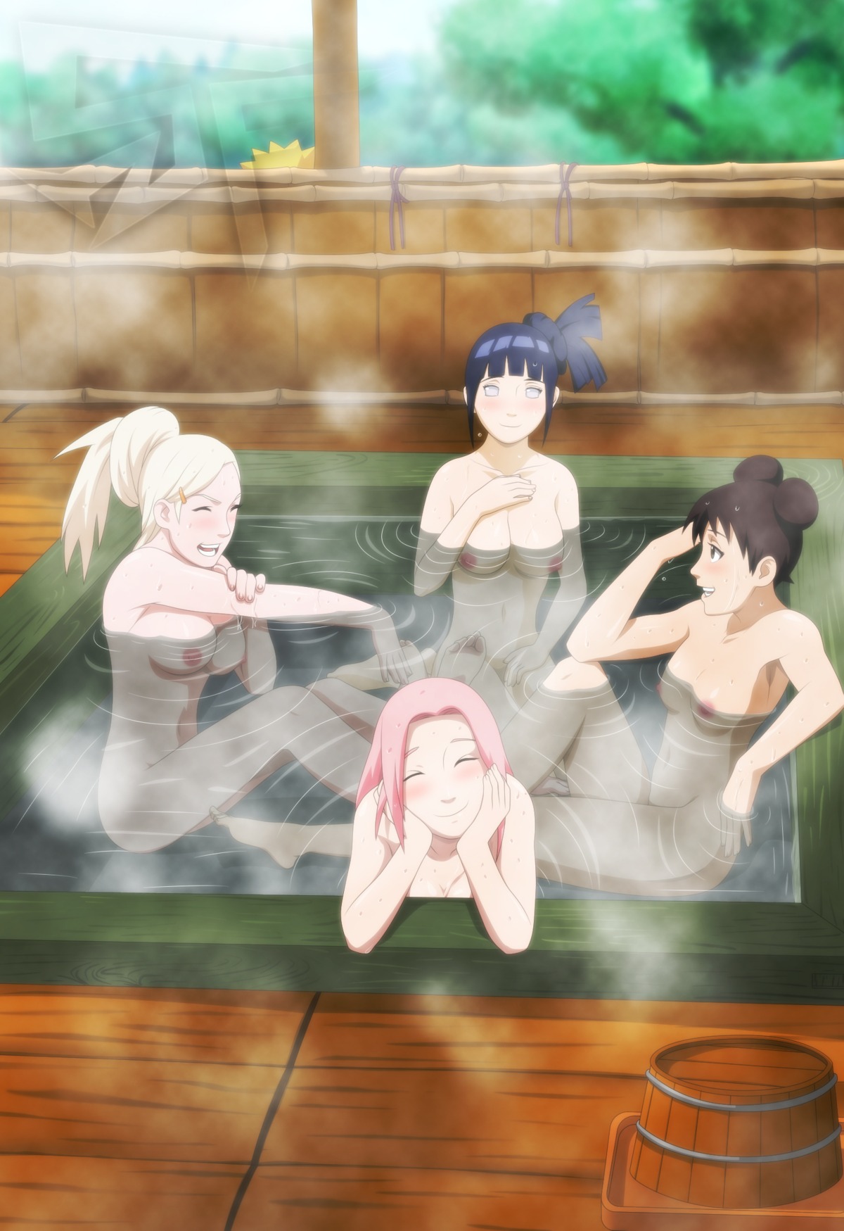 4girls adult_swim bath blush breasts female female_only fp hot_springs human hyuuga_hinata ino_yamanaka large_breasts multiple_females multiple_girls naruto naruto_(series) naruto_shippuden nipples rule34 sakura_haruno small_breasts stiky_finkaz tenten toonami uzumaki_naruto water