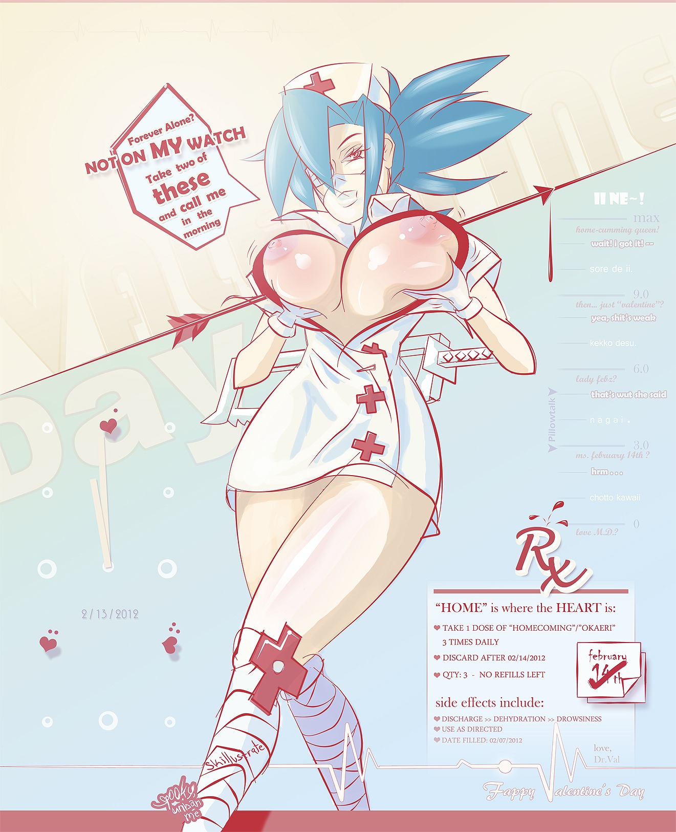 +_+ 1girls areola_slip bandage bandaged_leg bandaged_legs bandages big_boobs big_breasts blue_hair bonesaw boobies breasts cleavage cross-shaped_pupils cross_pupils curvy erect_nipples exposed_breasts eyepatch facemask female gloves highres large_breasts latex_gloves light-skinned_female light_skin melee_weapon missing_eye ninja nipples nurse nurse_cap nurse_hat nurse_uniform pale pale-skinned_female pale_skin red_eyes rule34 skillustrate skullgirls surgical_gloves surgical_mask tagme text_bubble tied_hair tits valentine_(skullgirls) visible_nipples weapon white_clothing white_gloves