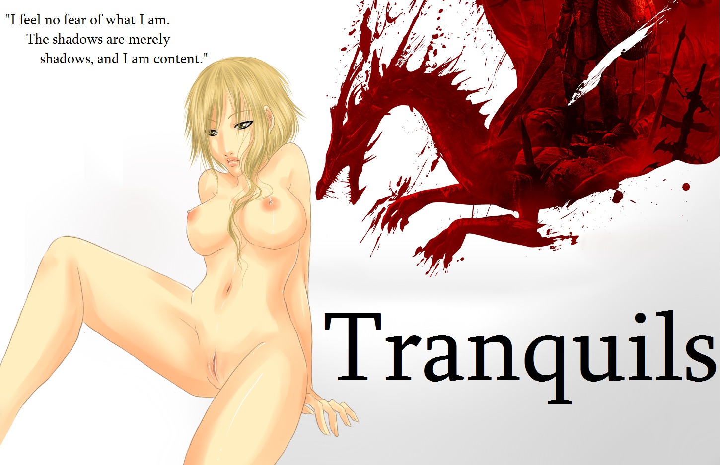 1girls 2d areolae blonde_hair breasts dragon_age dragon_age_origins drathe english_text female female_only nipples nude nude_female pussy rule34 solo solo_female tagme text tranquil_(dragon_age)