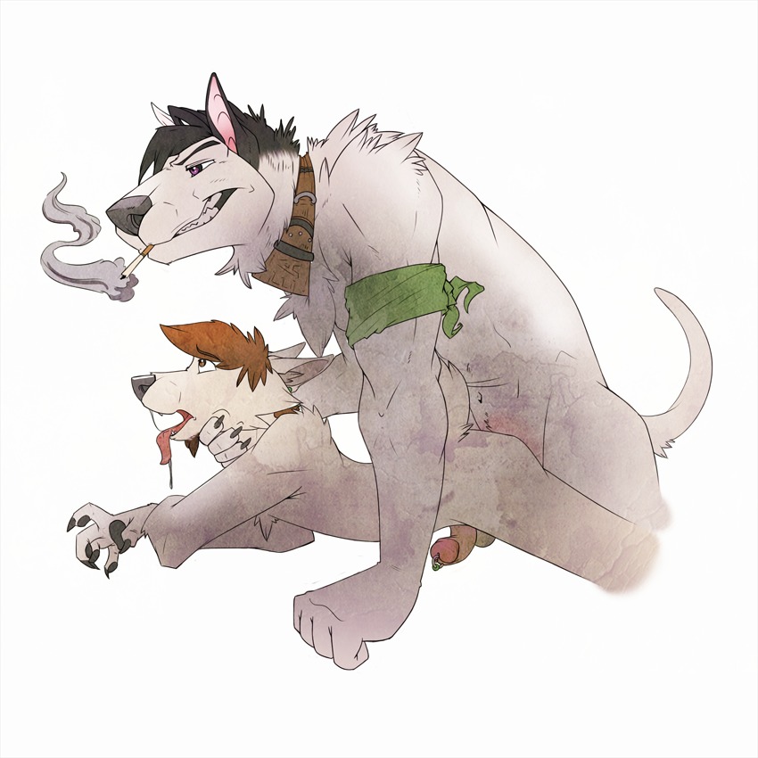 1:1 all_fours anal anal_penetration andrew_(dragondrawer) anthro armband bull_terrier canid canine canis cigarette collar doggystyle domestic_dog dominant dragondrawer duo e621 erection from_behind_position fur genital_piercing genitals humanoid_genitalia humanoid_penis hunting_dog larger_dom larger_male male male/male male_penetrated male_penetrating male_penetrating_male mammal neck_grab nude peable penetration penis penis_piercing piercing prince_albert_piercing sex simple_background size_difference smaller_male smoke smoking terrier white_background white_body white_fur