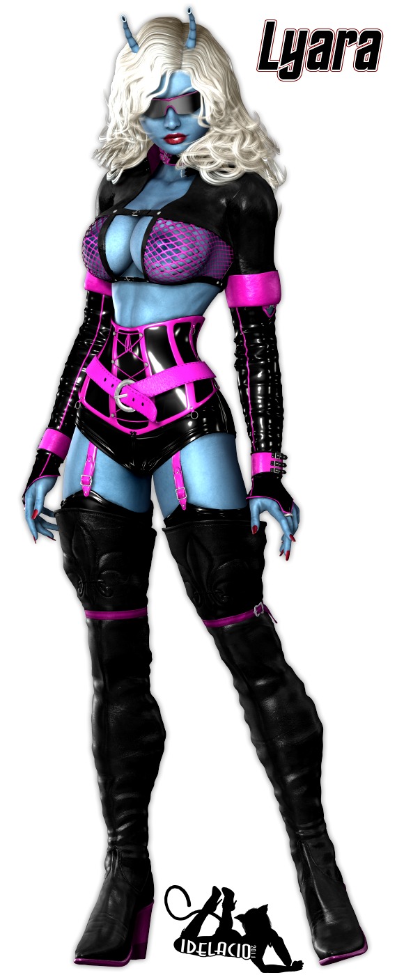 1girls 3d andorian_(species) antennae_(anatomy) artist_logo blue_skin female female_only humanoid idelacio lyara_(idelacio) original_character rule34 solo solo_female star_trek text