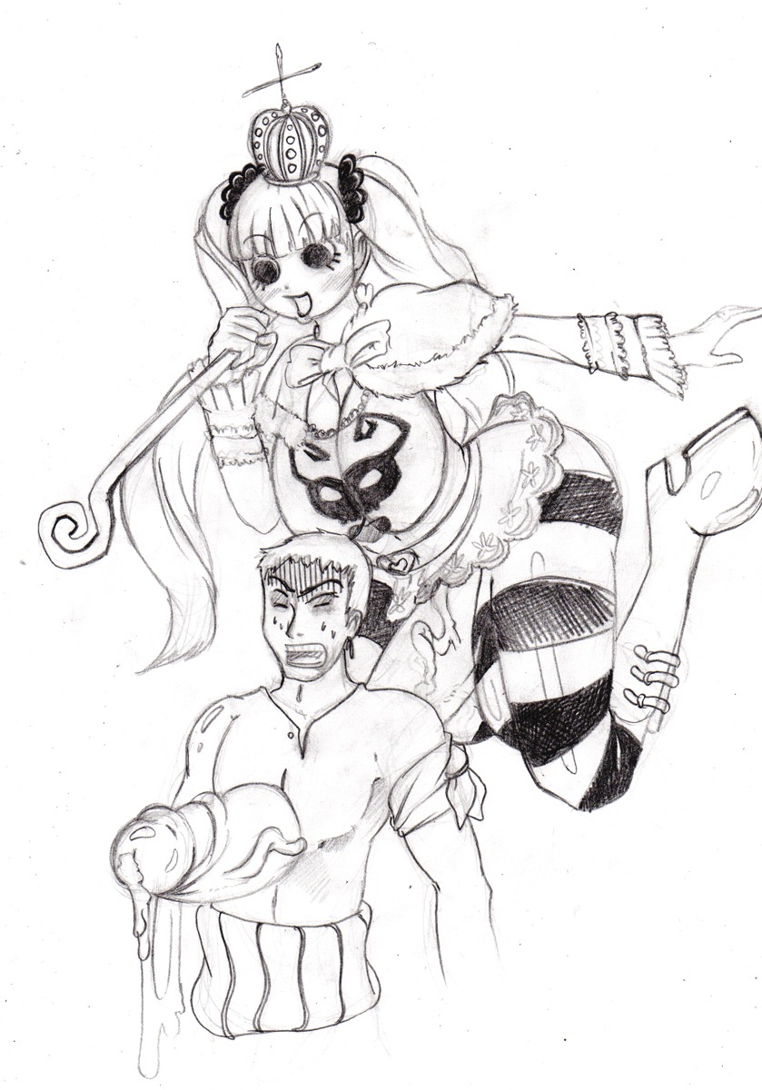 1boy 1futa ass balls breasts cleavage curvy erection erection_under_clothes erection_under_skirt futa_on_male futanari ghost goth gothic_lolita huge_ass huge_breasts hyper hyper_balls hyper_penis intersex male nikoh no_panties one_piece penis penis_out penis_under_clothes penis_under_skirt perona precum precum_drip roronoa_zoro rule34 skirt stockings thighhighs what