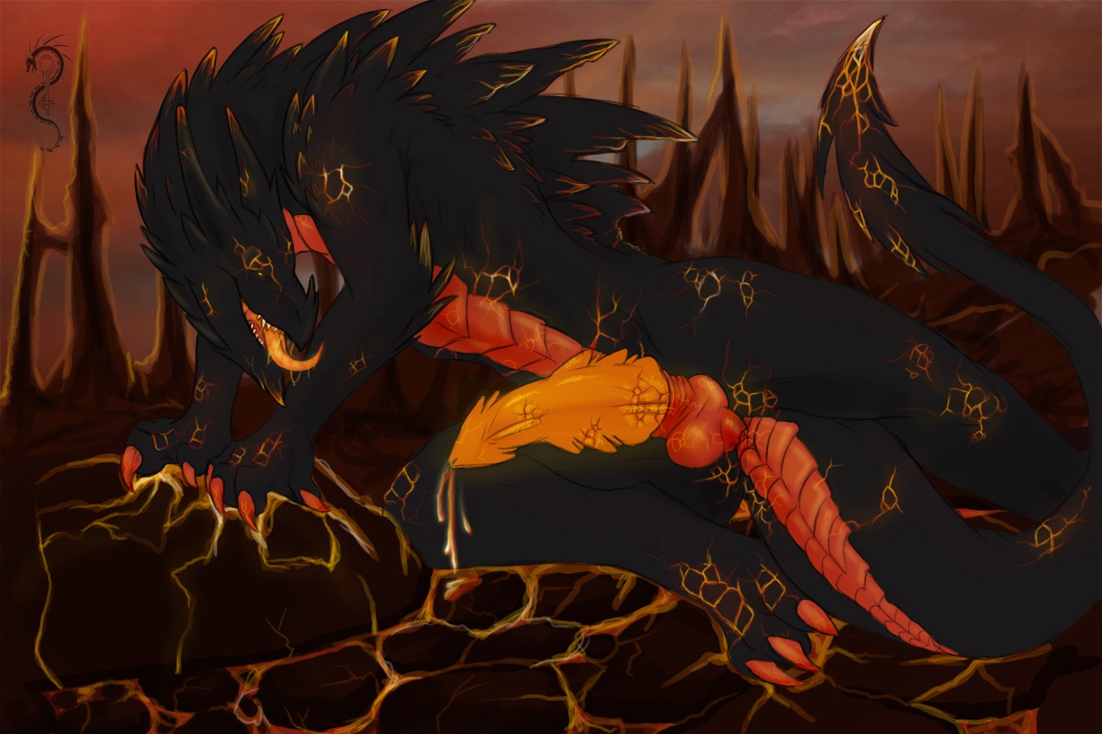 3:2 anus balls bodily_fluids claws colored_cum conditional_dnp cum dragon e621 erection fangs feral genital_fluids genitals horn lava lava_cum male muscular muscular_feral muscular_male mythological_creature mythological_scalie mythology non-mammal_balls nude penile_spines penis precum scalie solo tail teeth tojo_the_thief tongue unusual_bodily_fluids unusual_cum unusual_genital_fluids yellow_eyes