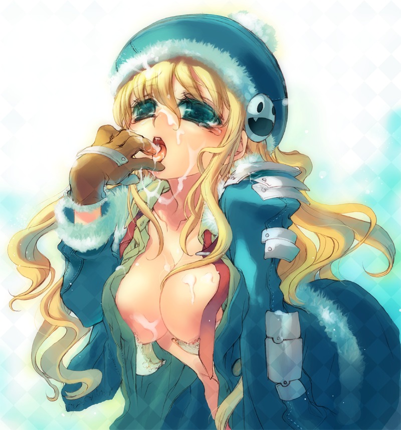 breasts clothing cum etrian_odyssey female gunner large_breasts rule34 tagme