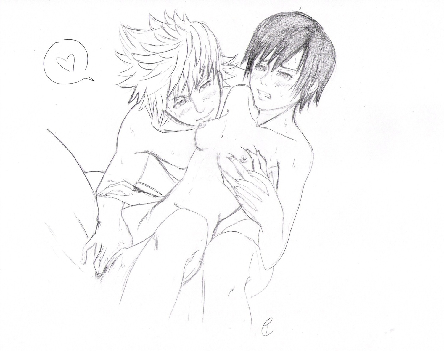 disney female kingdom_hearts monochrome nipples roxas rule34 square_enix tagme xion