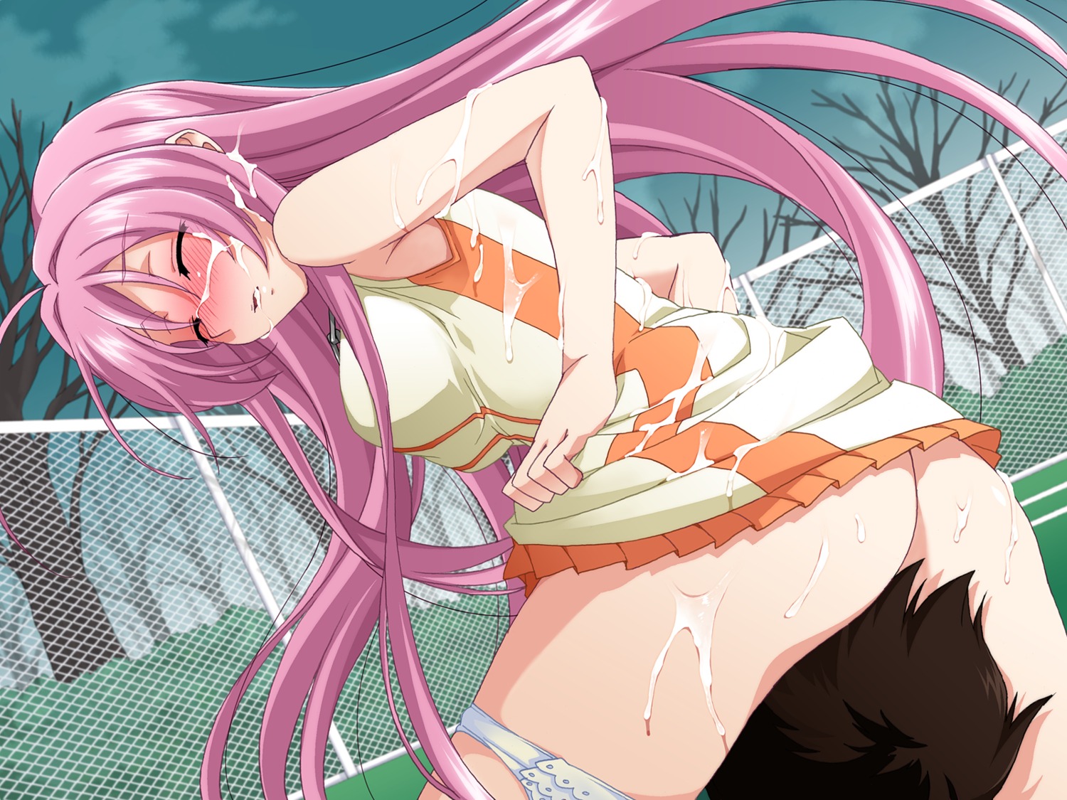 akashiya_moka cum cum_on_hair female long_hair pink_hair rosario+vampire rule34 tagme