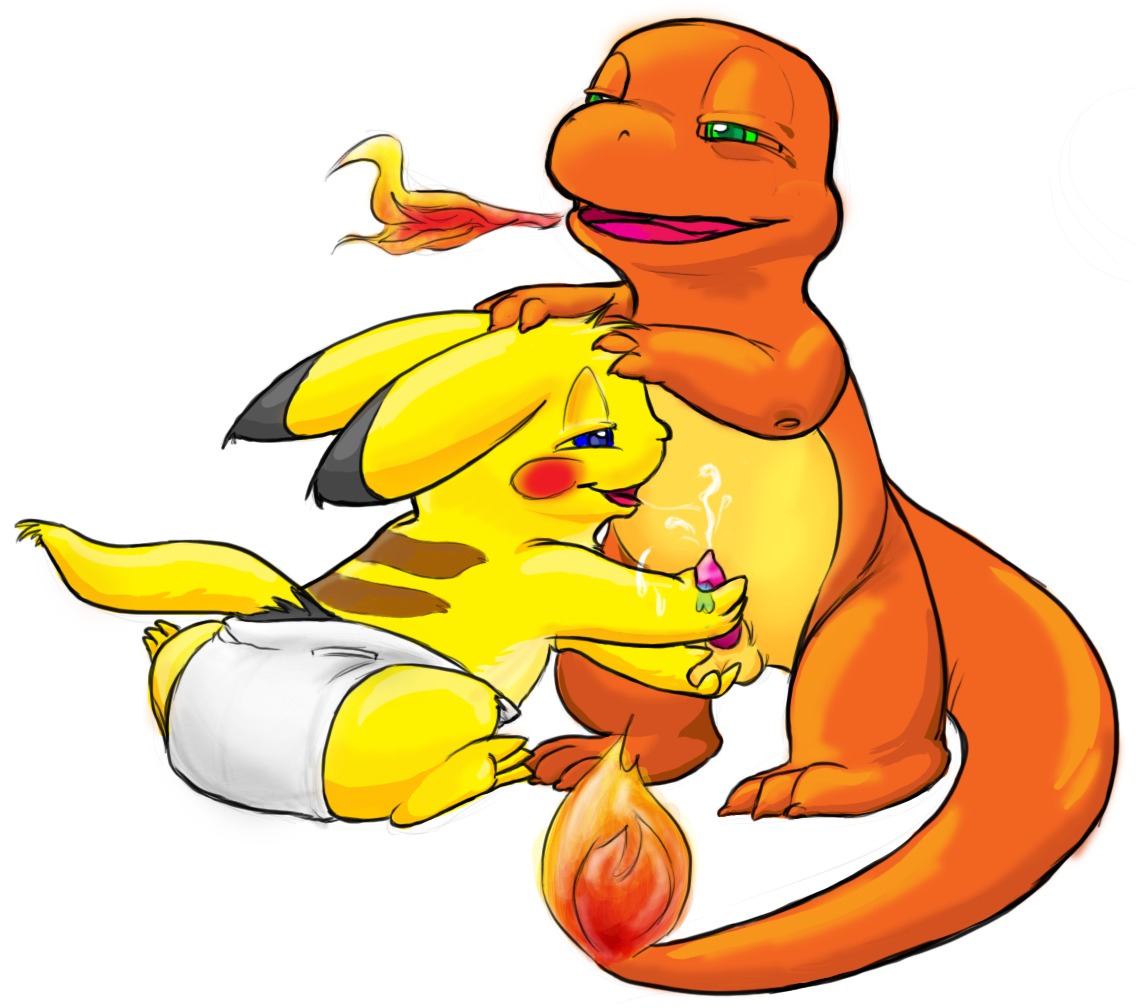 anthro charmander color cum diaper fire furry interspecies male male_only multiple_males nintendo pikachu pok&eacute;mon_(species) pokemon pokemon_(species) pokemon_rgby rule34 tail tail_fire what yaoi