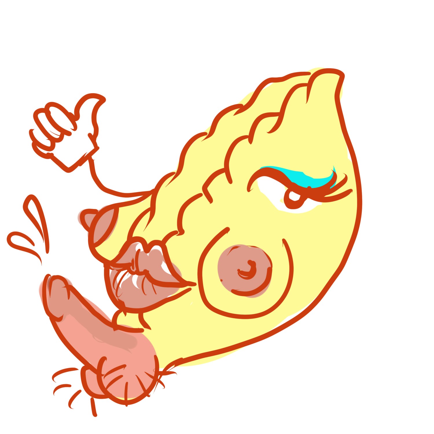 1:1 absurd_res anthro areola balls big_breasts bodily_fluids breasts cum cumshot dumplings e621 ejaculation erection eyelashes eyeshadow food food_creature fruit genital_fluids genitals gesture gynomorph hand_gesture hi_res intersex lemon lips looking_at_viewer makeup nipples nude orgasm penis pink_lips pink_nipples pink_penis plant pubes simple_background solo thumbs_up unknown_artist what what_has_science_done where_is_your_god_now white_background yellow_body yellow_skin