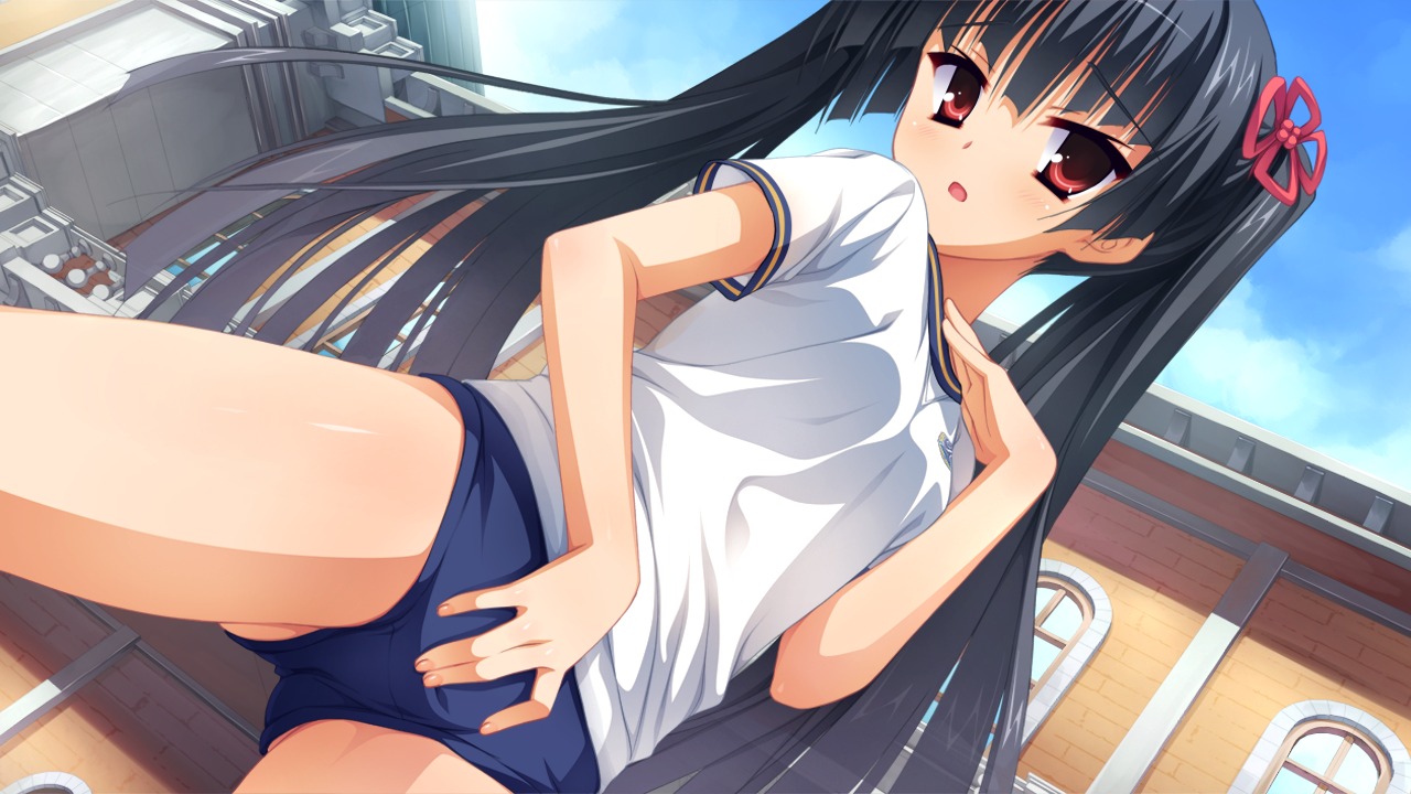 buruma female fingering game_cg gym_uniform kobuichi long_hair masamune_shizuru masturbation noble_works red_eyes rule34 tied_hair twintails