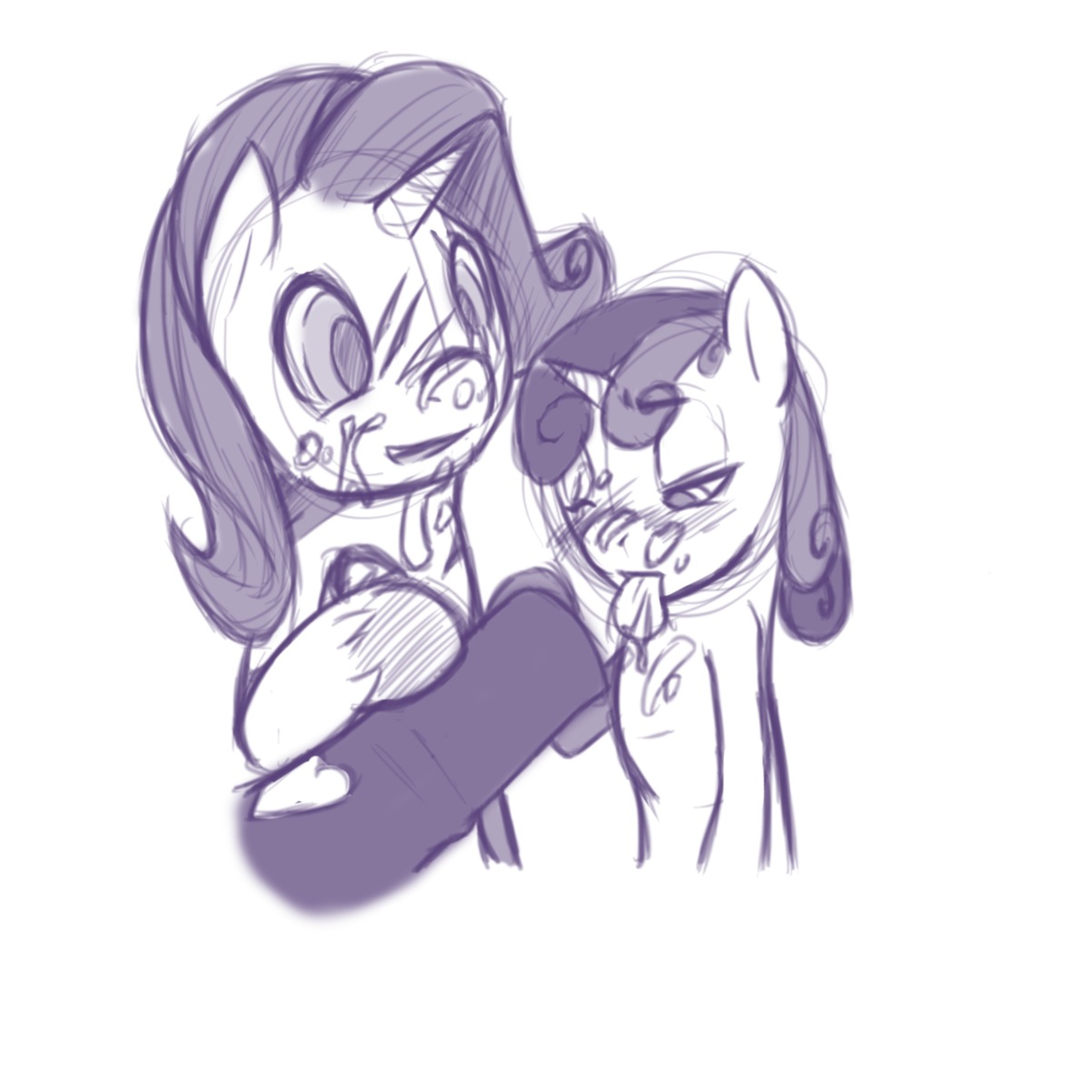 equine female feral florecentmoo friendship_is_magic hasbro horse my_little_pony mythological_creature mythological_equine mythology pony rarity_(mlp) rule34 smooth_skin sweetie_belle_(mlp) unicorn