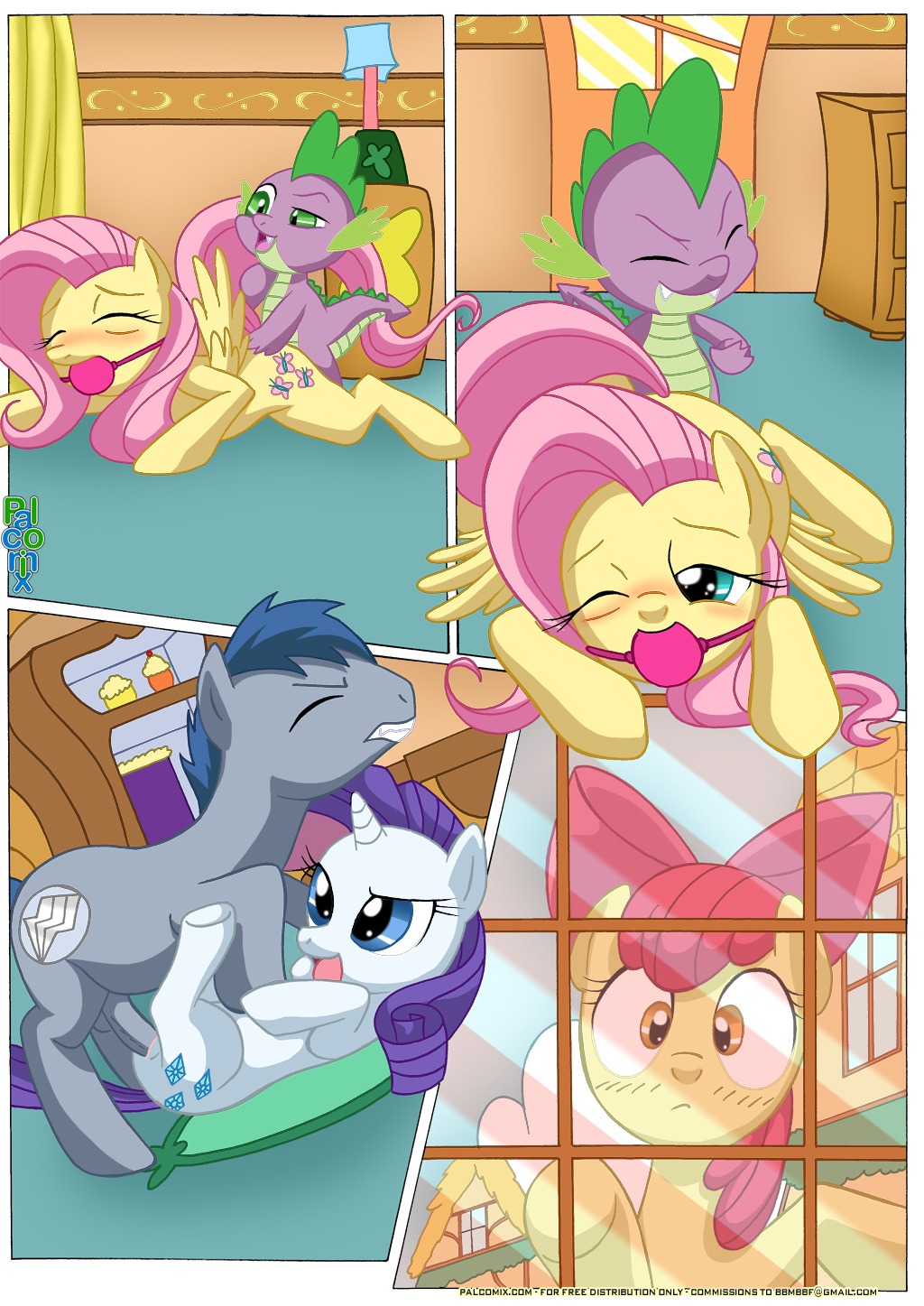 apple_bloom_(mlp) ball_gag bbmbbf blue_eyes blue_hair blush bow cutie_mark dragon equine female feral fluttershy_(mlp) friendship_is_magic gag green_eyes grey_body hair hasbro horn horse male my_little_pony palcomix pegasus penis pink_hair pinkie's_porntastic_party pony purple_body purple_hair rarity_(mlp) red_hair rule34 scalie spike_(mlp) spines straight straight_hair tail unicorn white_body wings yellow_body