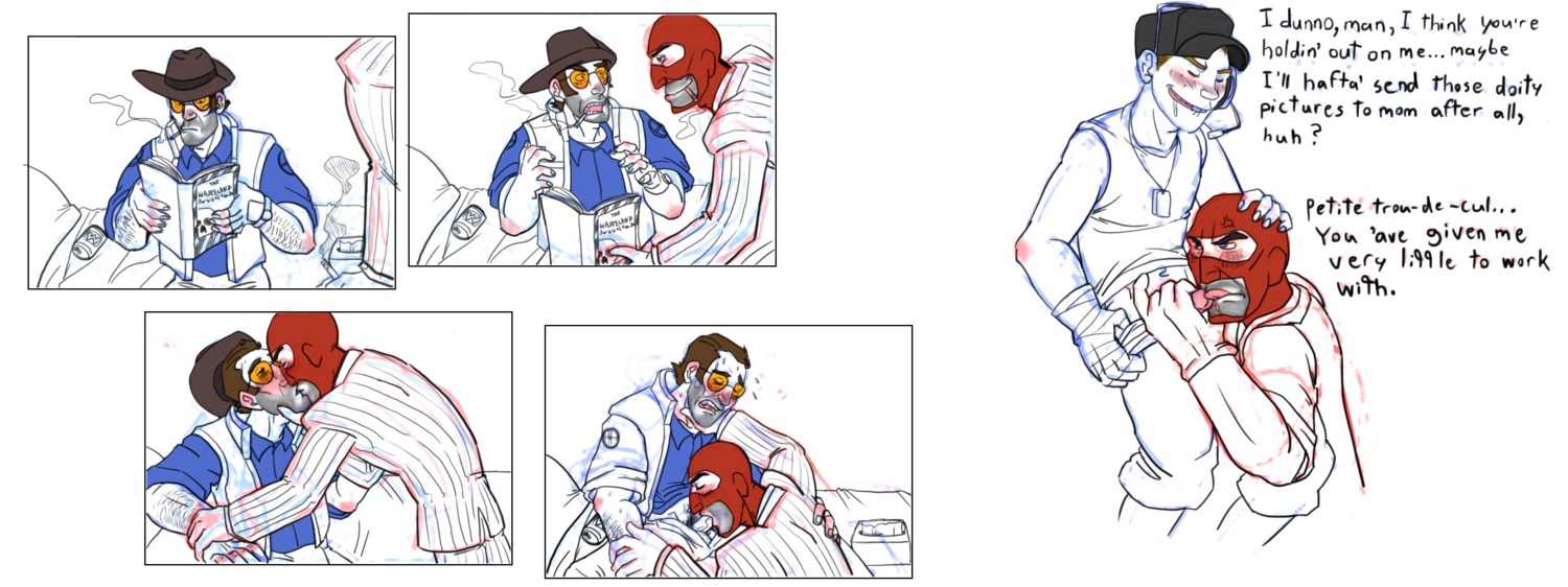 2d blowjob comic dubious_consent gay human human_male human_only male male_only oral_sex rule34 scout_(team_fortress_2) sniper_(team_fortress_2) spy_(team_fortress_2) team_fortress_2 yaddie yaoi