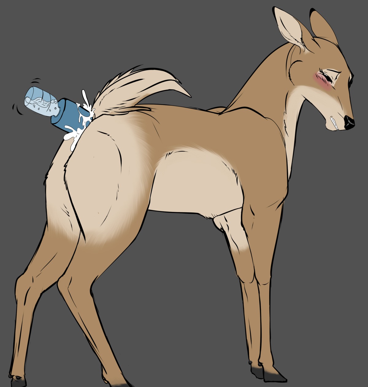 2014 absurd_res all_fours anal anal_penetration backlash91 black_nose blush conditional_dnp deer digital_media_(artwork) e621 female feral grey_background hi_res hooves mammal penetration short_tail simple_background solo tail teeth