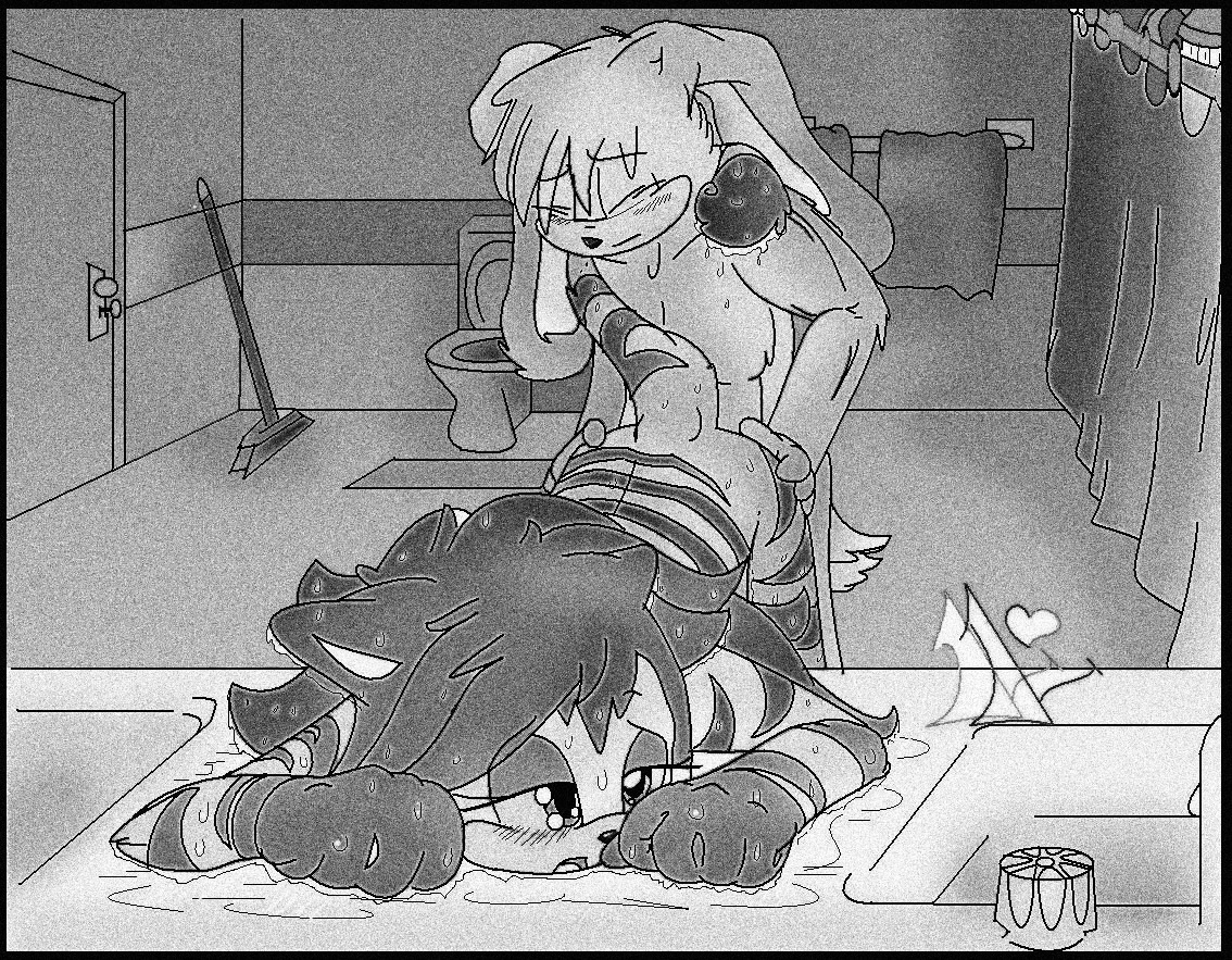 anthro bathroom black_and_white cute fan_character feline female fur furry hedgehog lagomorph love_lover mobian mobian_(species) monochrome oc open_mouth original_character rabbit rule34 sega sex sonic_(series) sonic_oc sonic_the_hedgehog sonic_the_hedgehog_(series) tiger toilet unknown_artist wet
